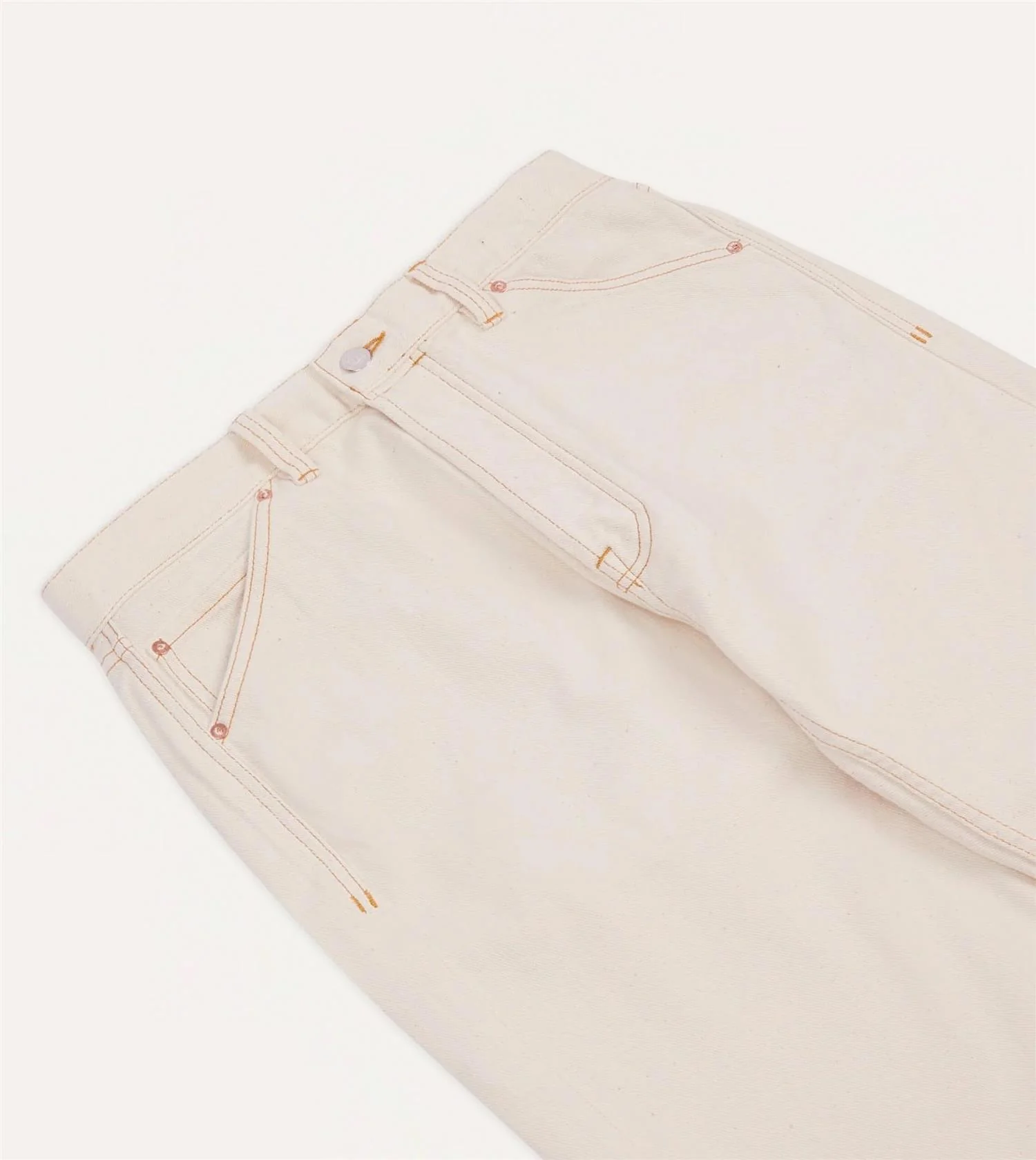 12.7oz Selvedge Denim Contrast Stitch Five-Pocket Jeans Ecru - Image 3