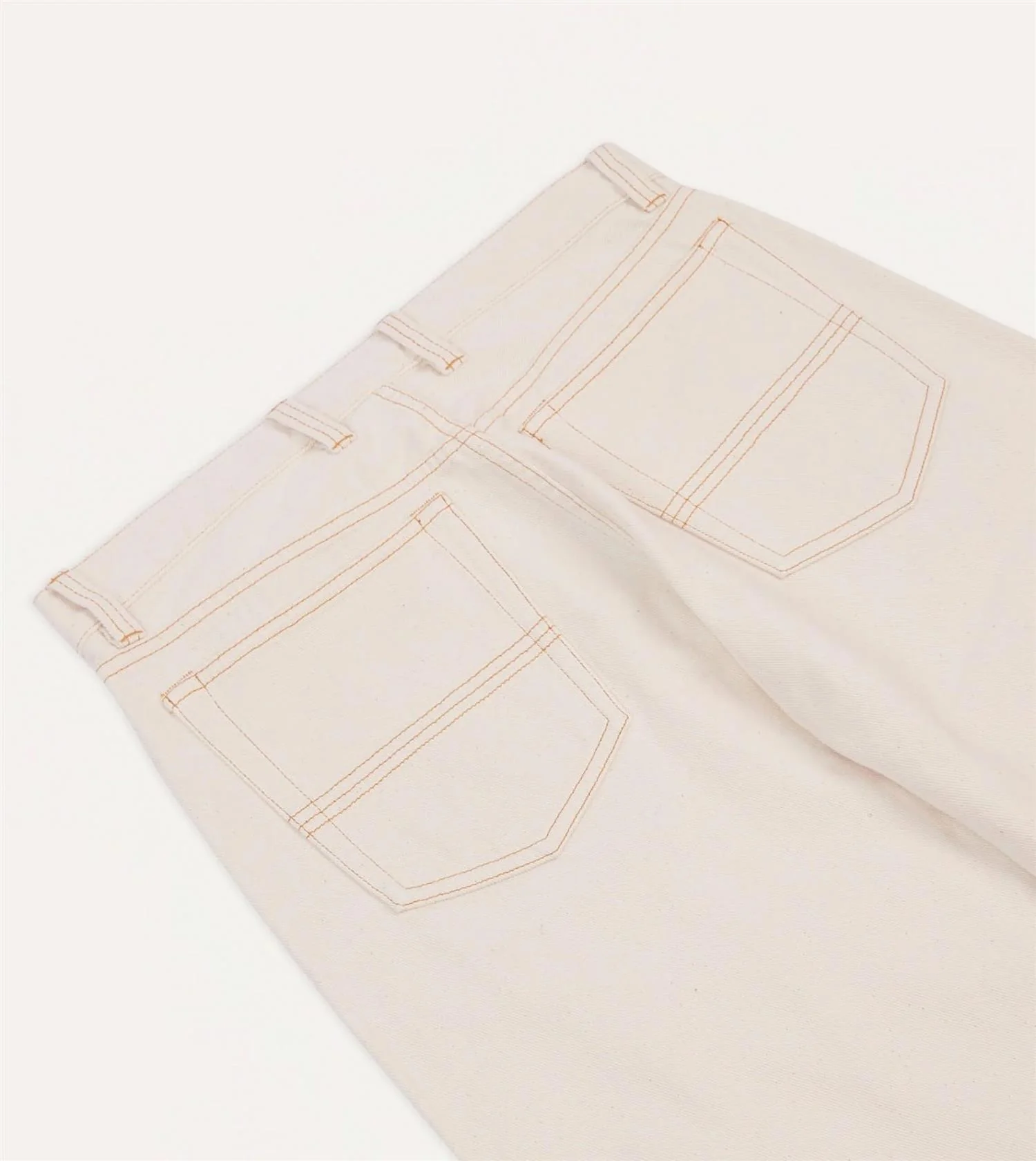 12.7oz Selvedge Denim Contrast Stitch Five-Pocket Jeans Ecru - Image 4