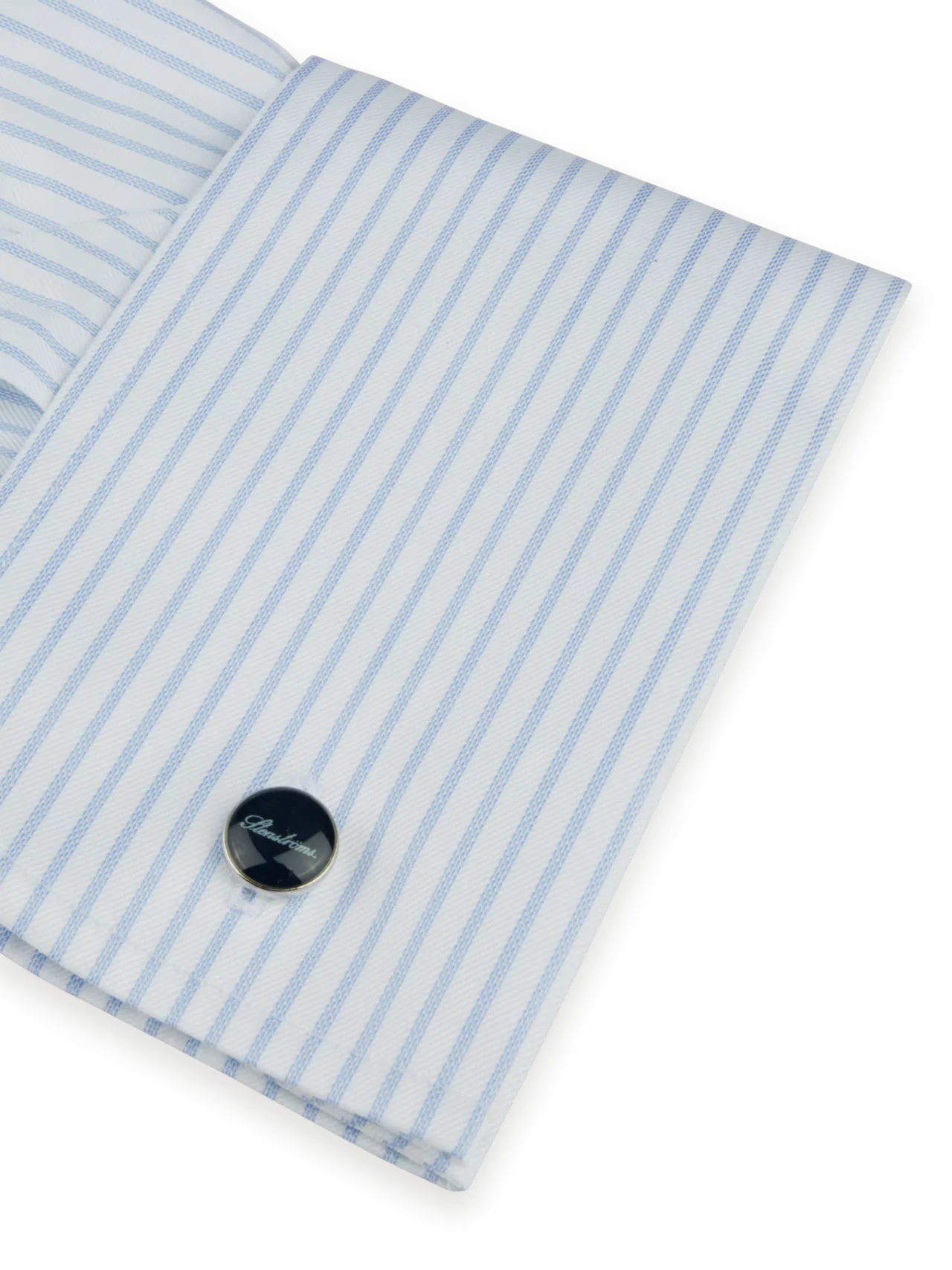 Slimline Pinstriped Twill Shirt French Cuffs Light Blue - Image 3