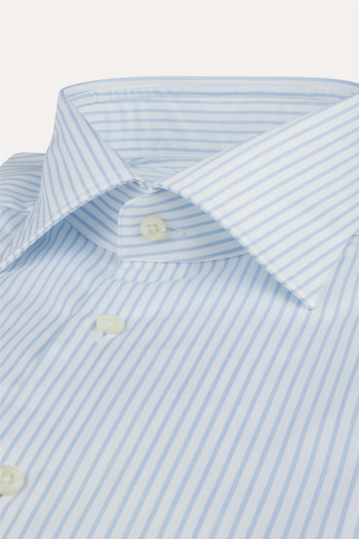 Regular Pinstriped Twill Shirt French Cuffs Light Blue - Image 2