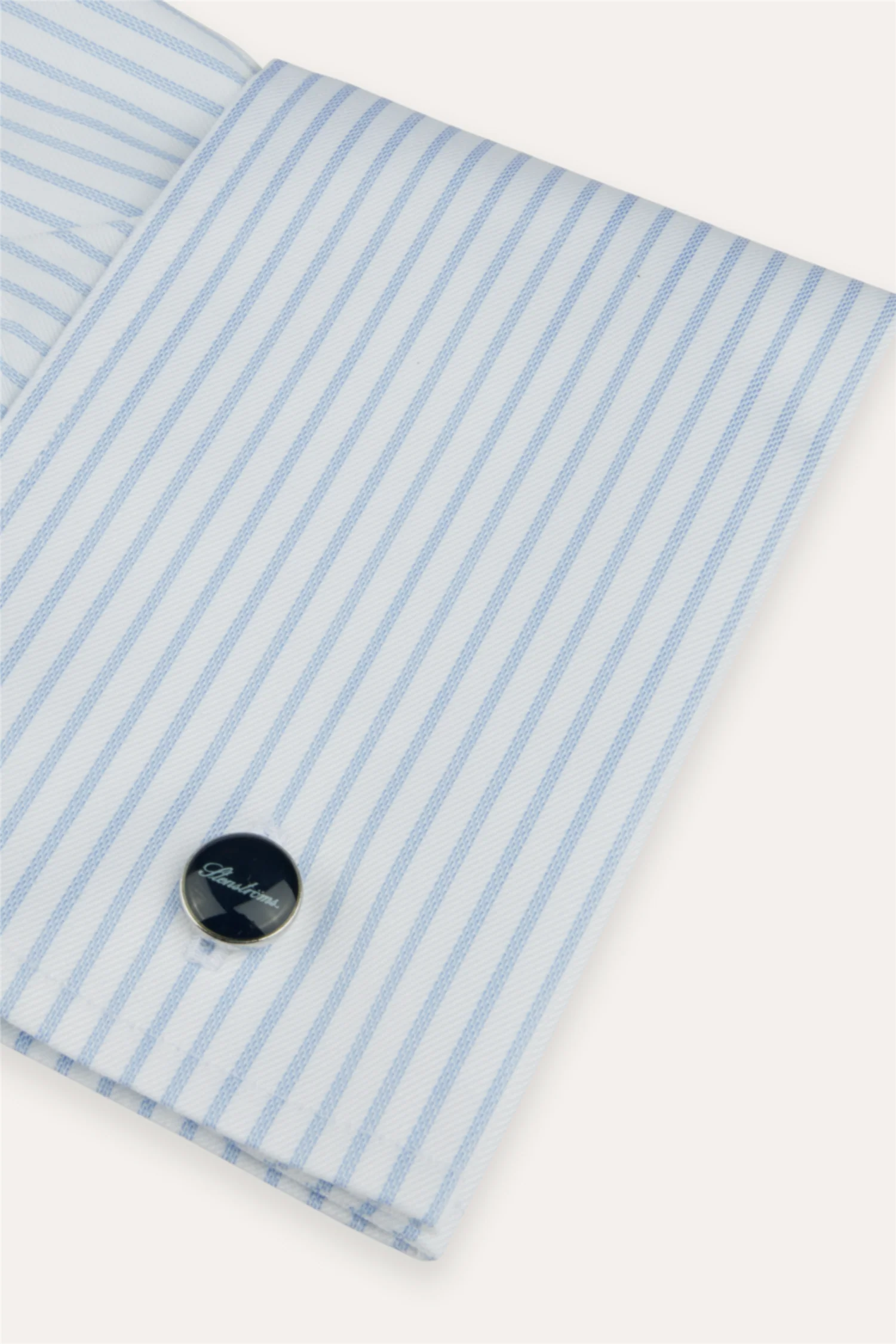 Regular Pinstriped Twill Shirt French Cuffs Light Blue - Image 3