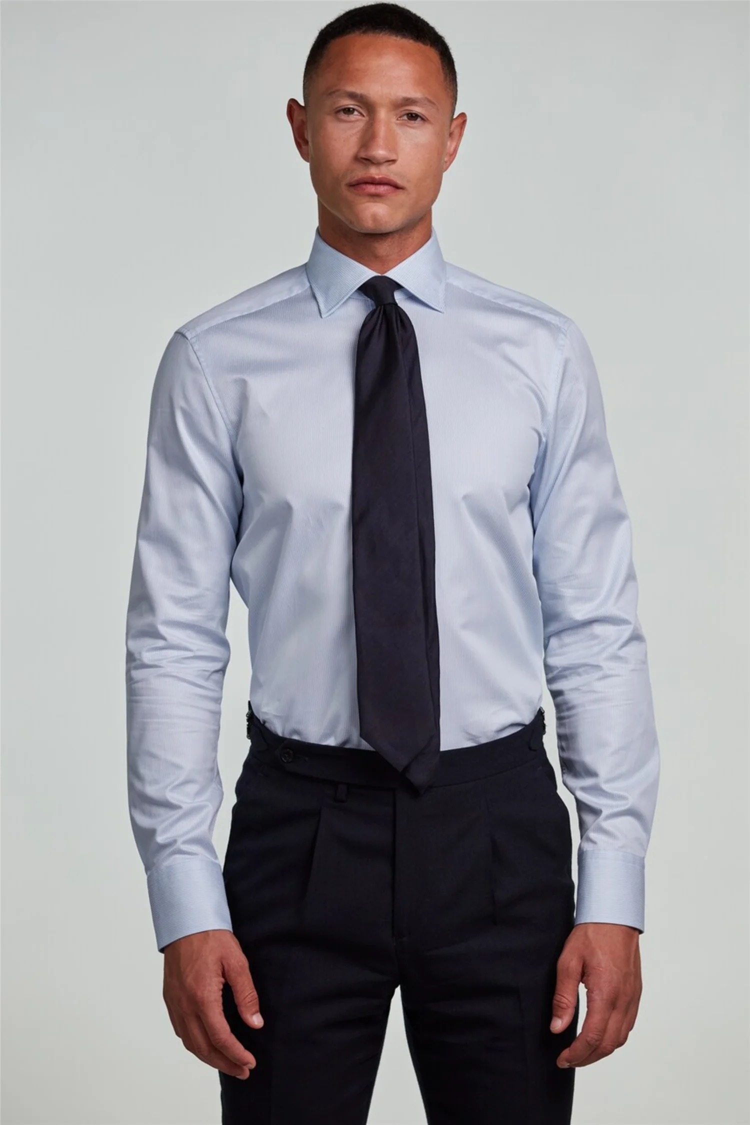 Slimline Pinstriped Twill Shirt Light Blue - Image 6