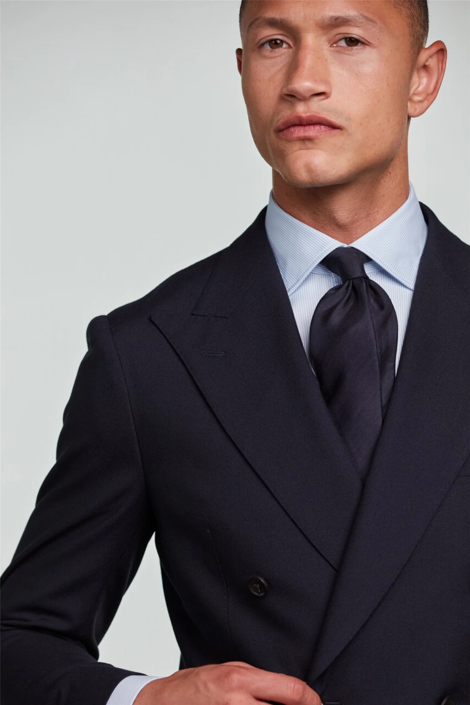 Slimline Pinstriped Twill Shirt Light Blue - Image 8