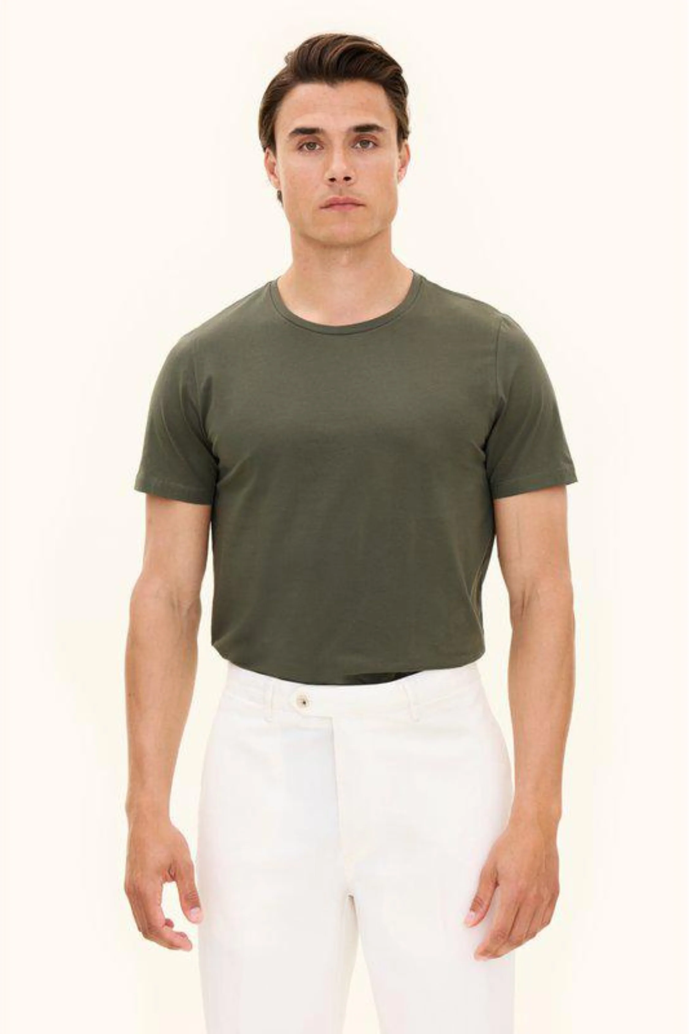 Kyran Cotton Stretch Slim Fit T-Shirt Green Cervo - Image 2