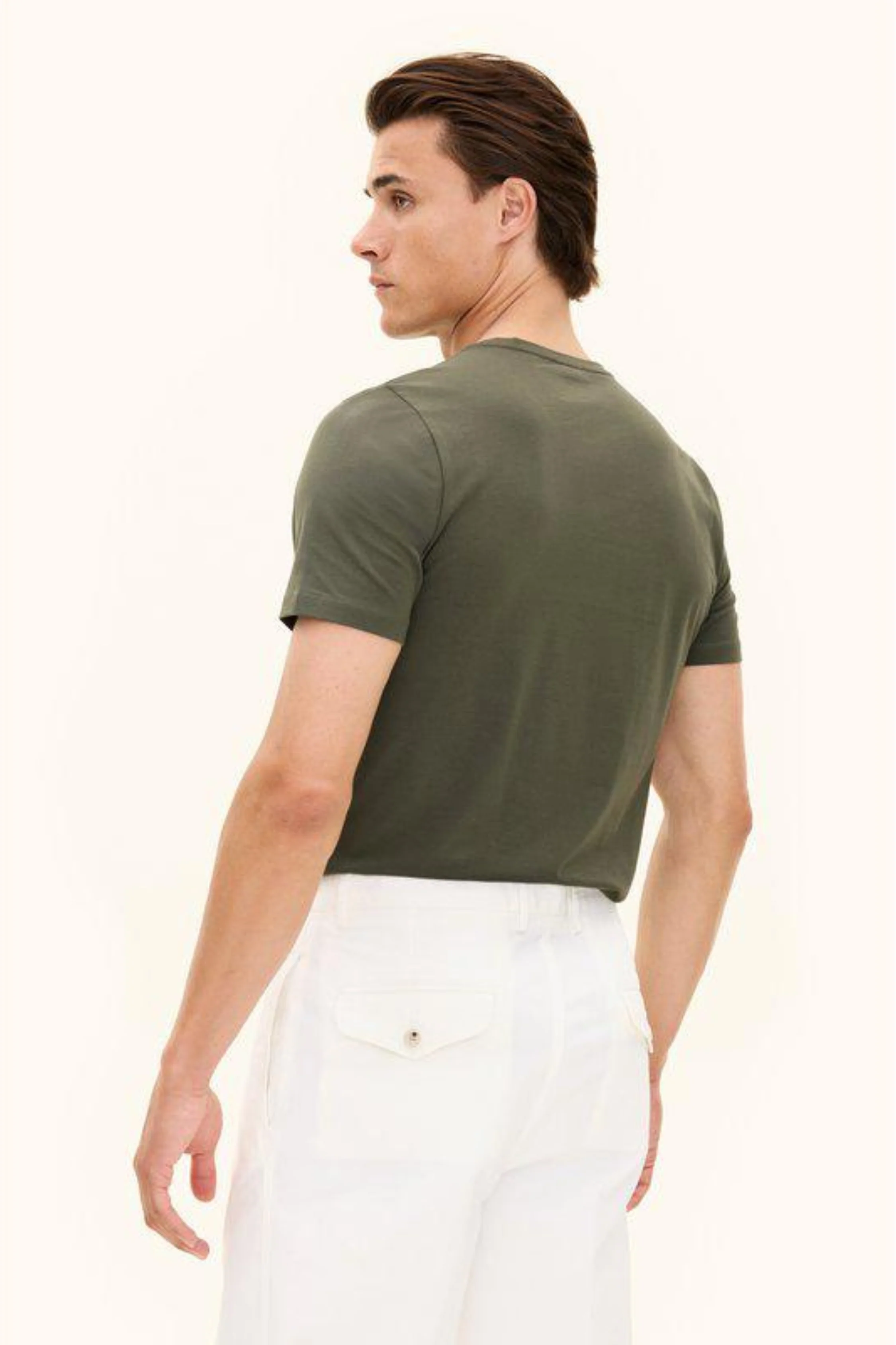 Kyran Cotton Stretch Slim Fit T-Shirt Green Cervo - Image 6