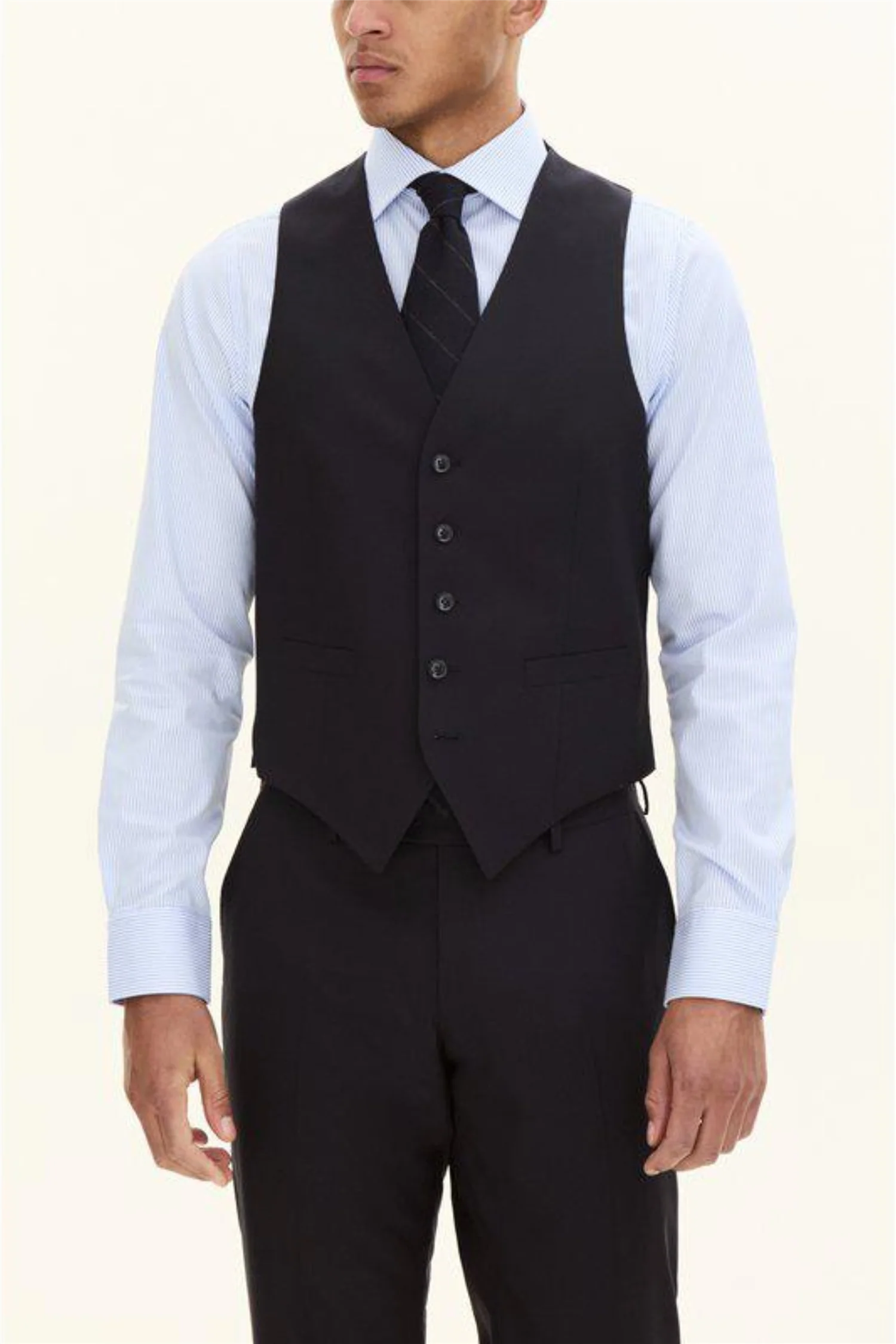 Carlo Slim Fit Wool Waistcoat Navy - Image 4