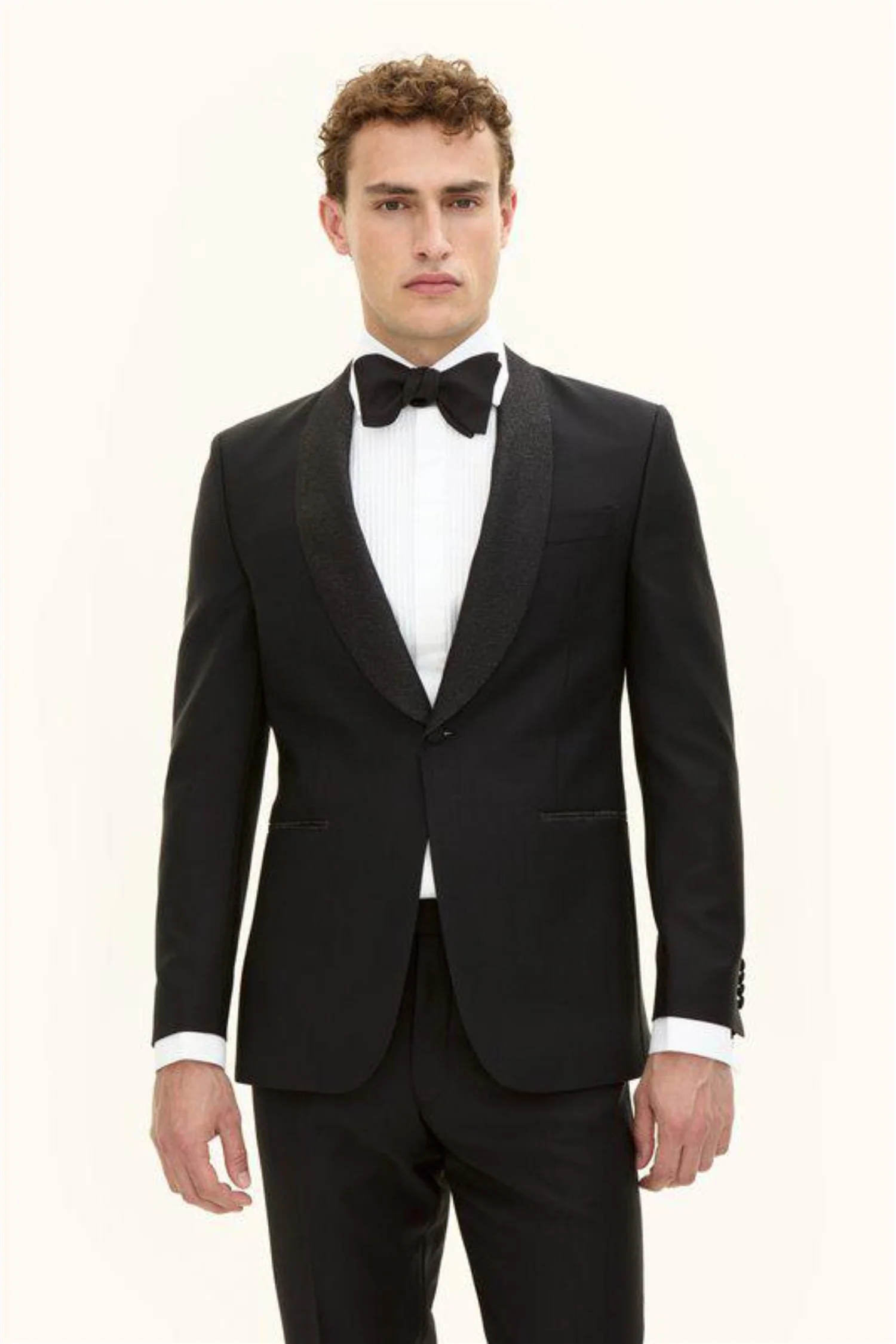 Figaro Regular Fit Tuxedo Blazer Black - Image 3