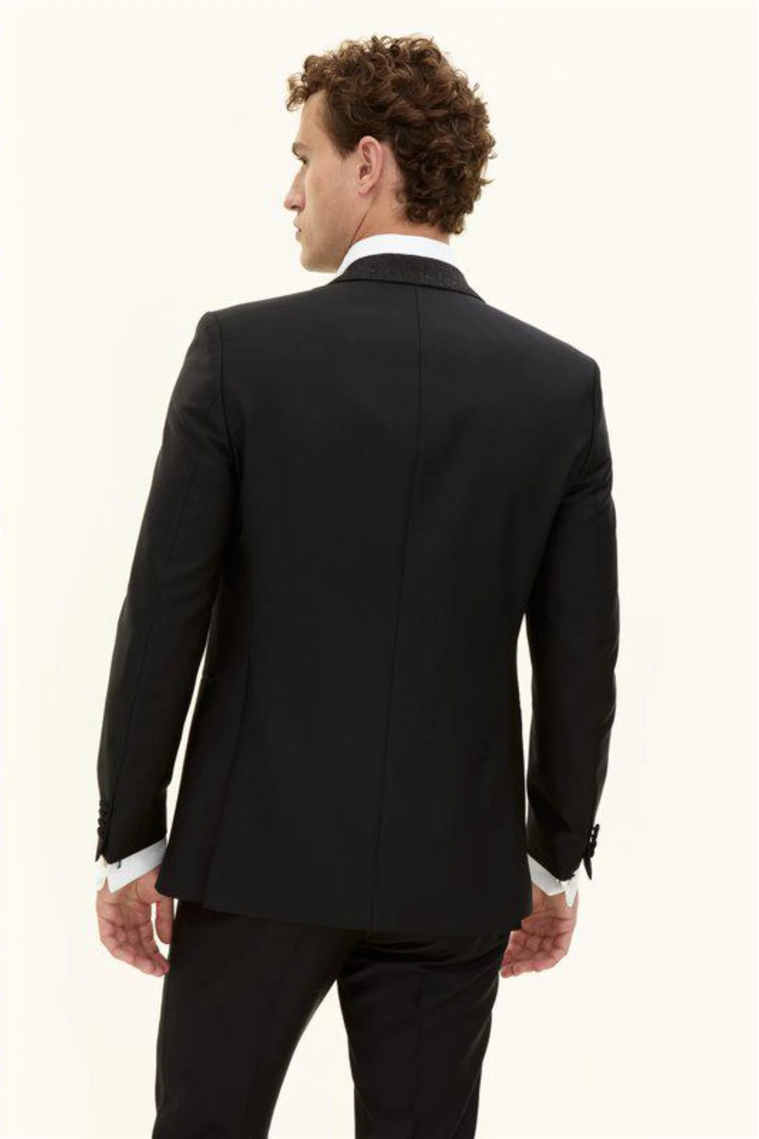 Figaro Regular Fit Tuxedo Blazer Black - Image 9