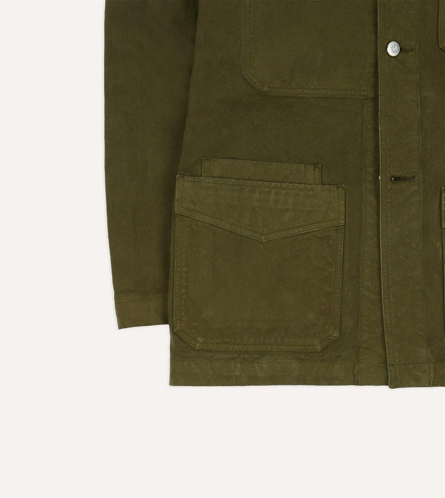 Cotton Duck Canvas Five-Pocket Chore Jacket Olive - Image 6