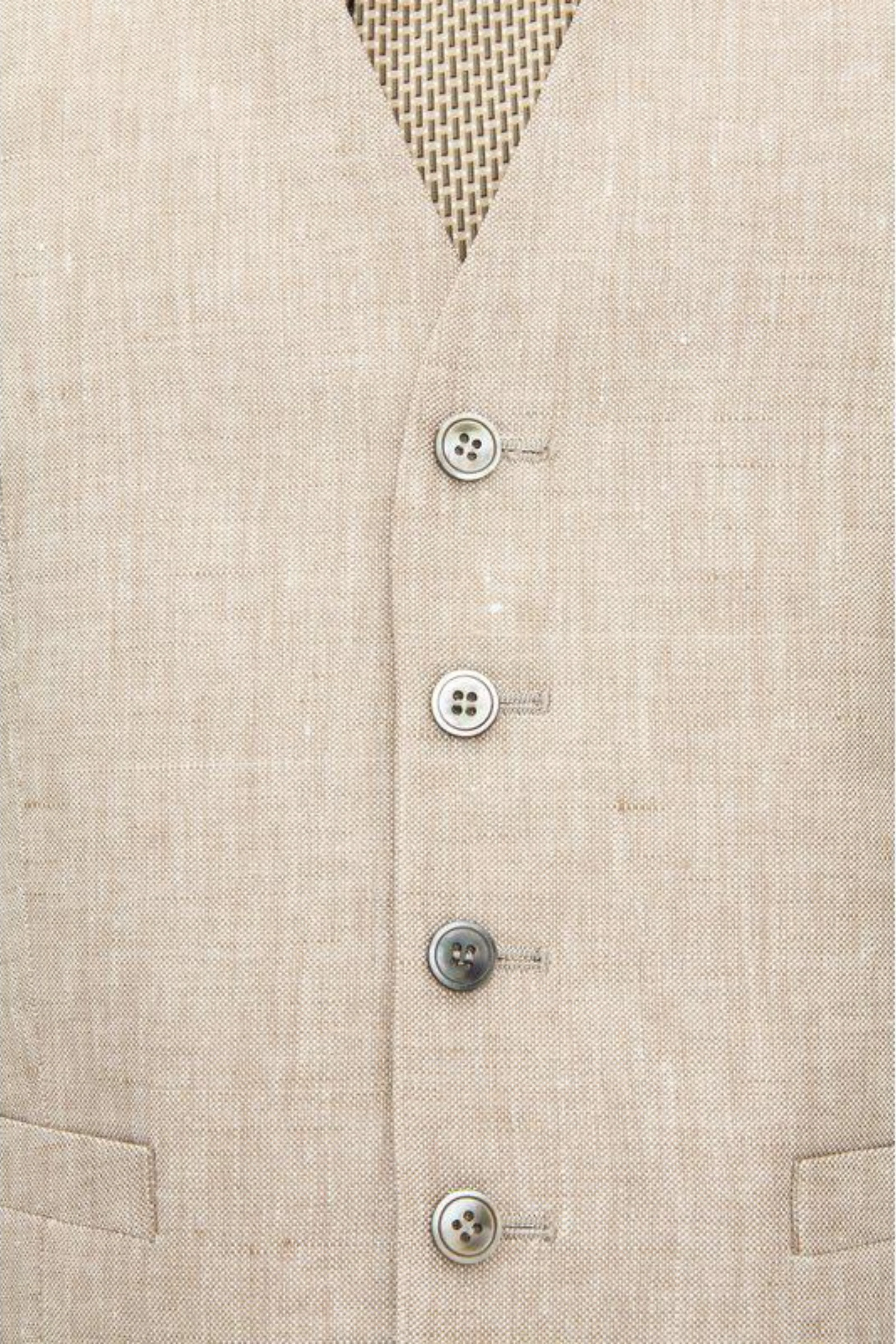Carlo Regular Fit Linen Waistcoat Trench Beige - Image 5