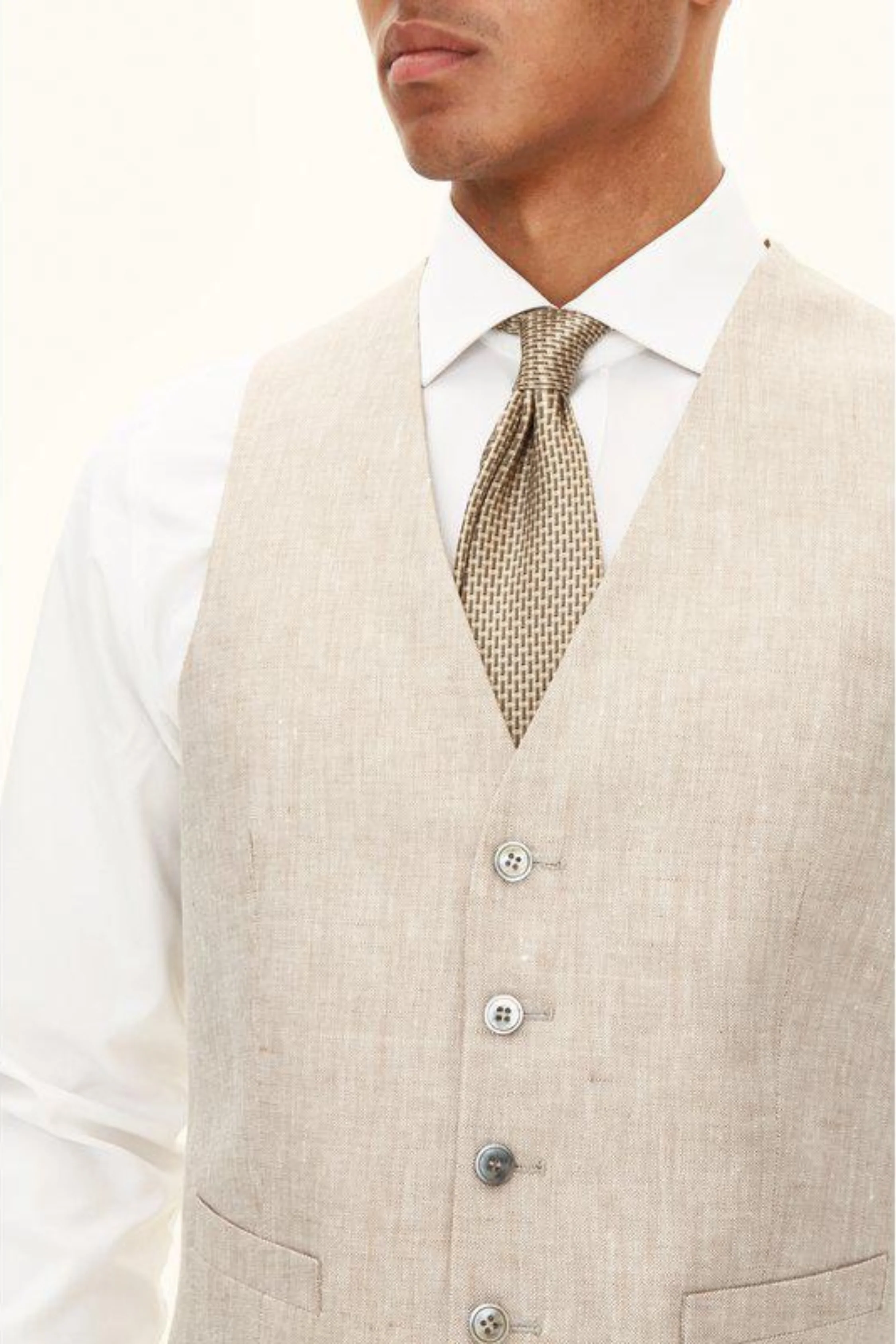 Carlo Regular Fit Linen Waistcoat Trench Beige - Image 6