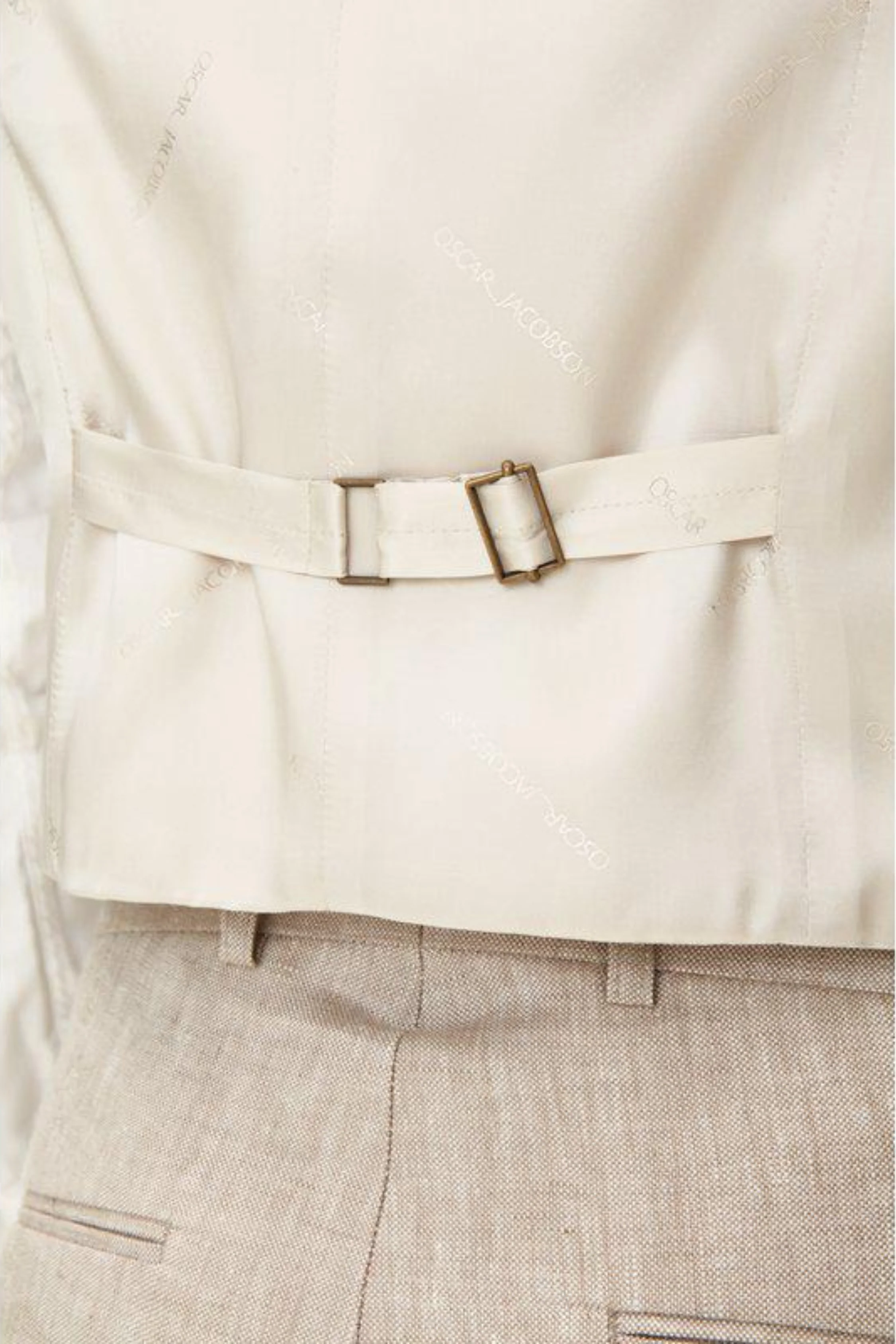 Carlo Regular Fit Linen Waistcoat Trench Beige - Image 9