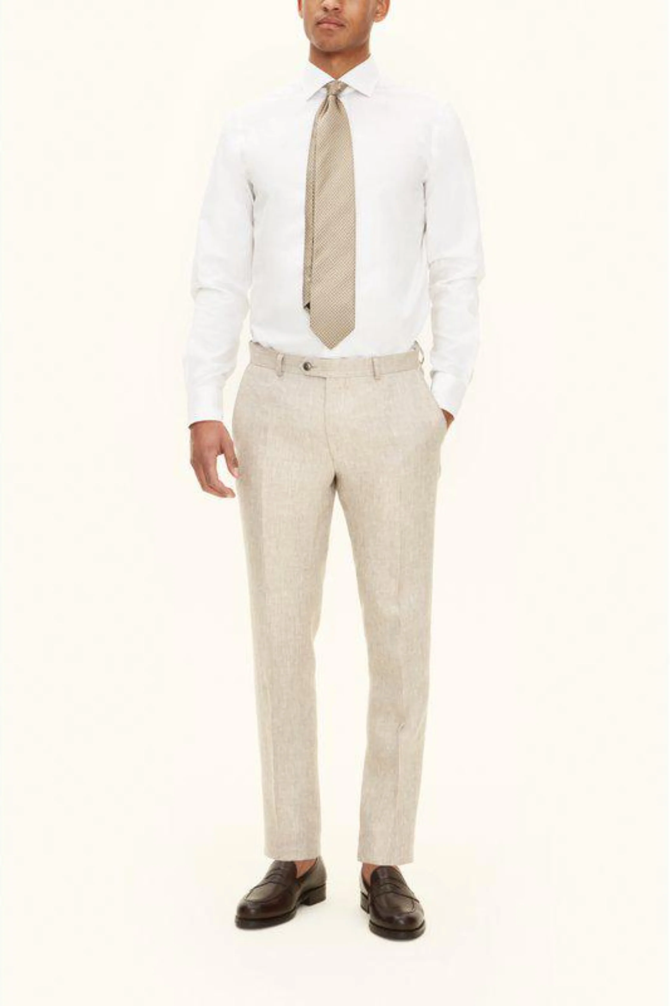 Denz Slim Fit Linen Trousers Trench Beige - Image 3