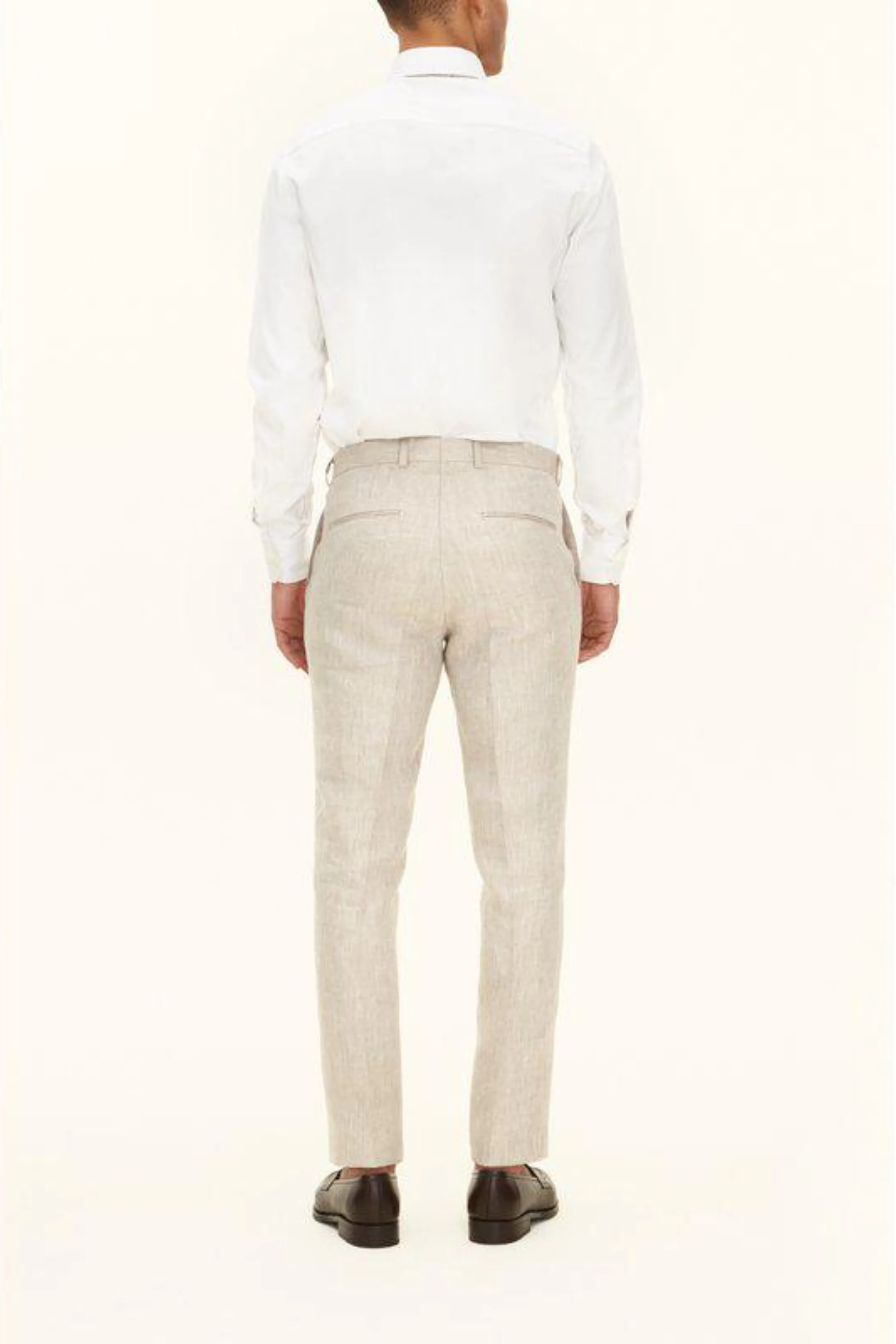 Denz Slim Fit Linen Trousers Trench Beige - Image 6