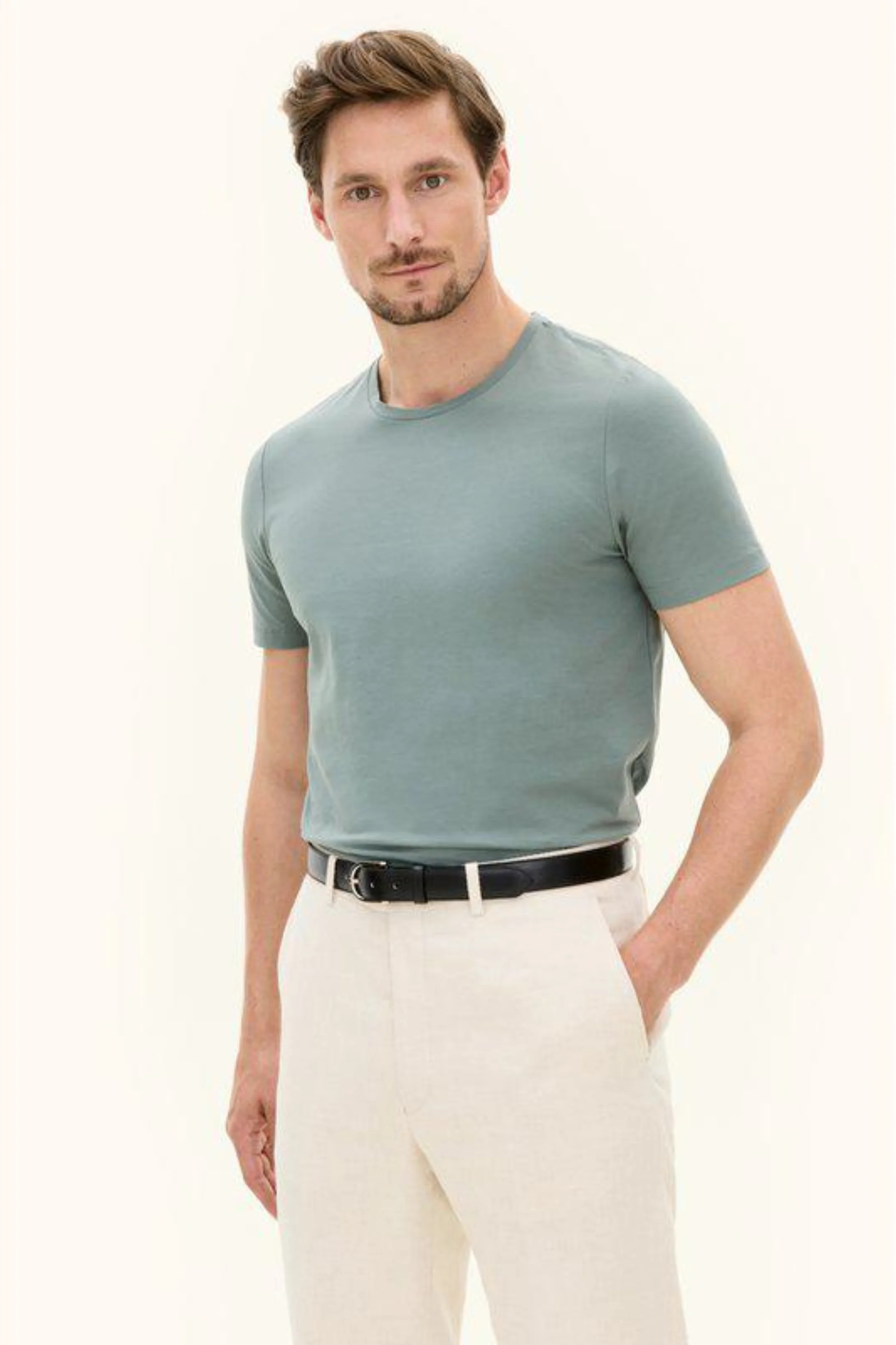 Kyran Cotton Stretch Slim Fit T-Shirt Balsam Green - Image 4