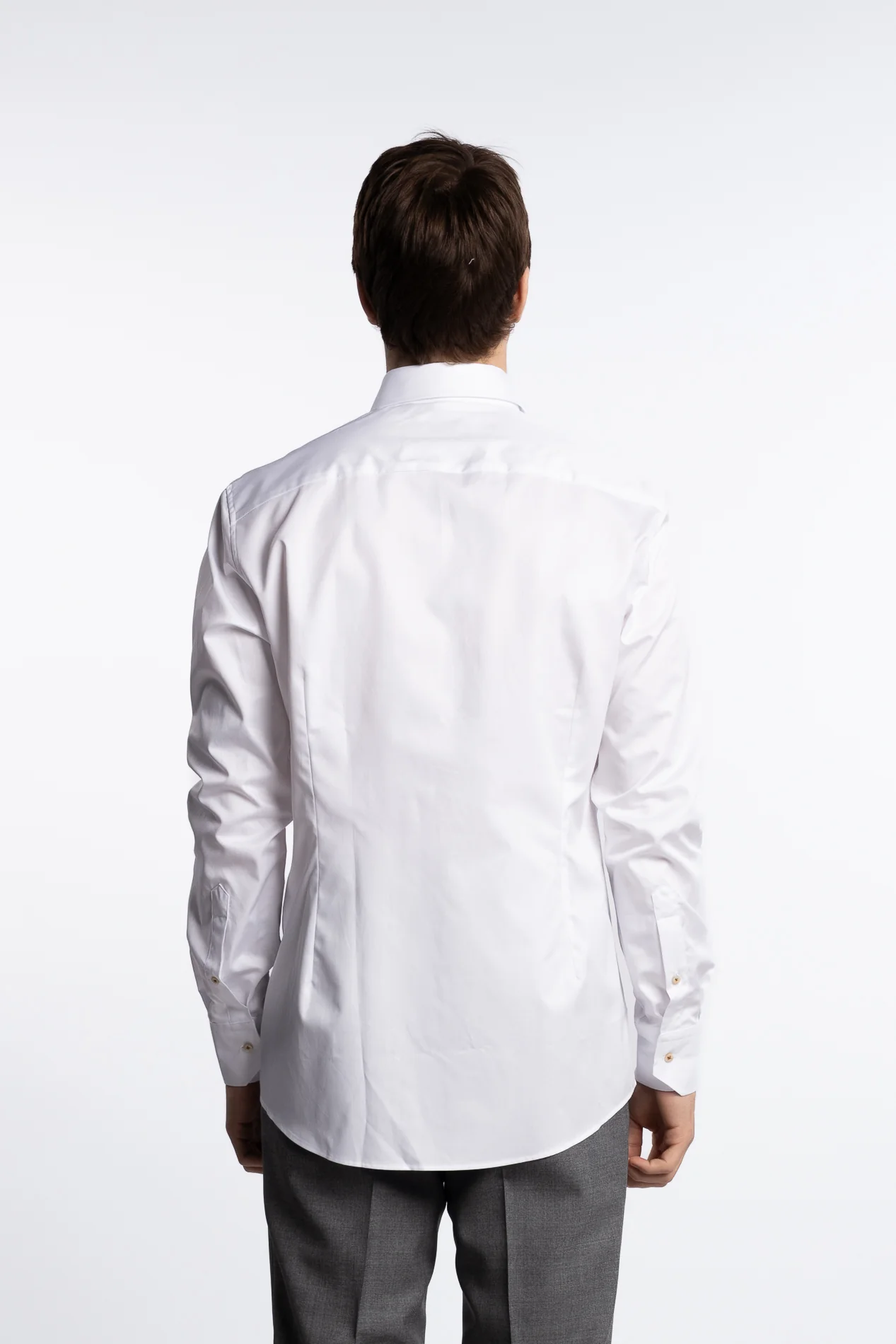 Slimline Twill Shirt Contrast Buttons White - Image 5