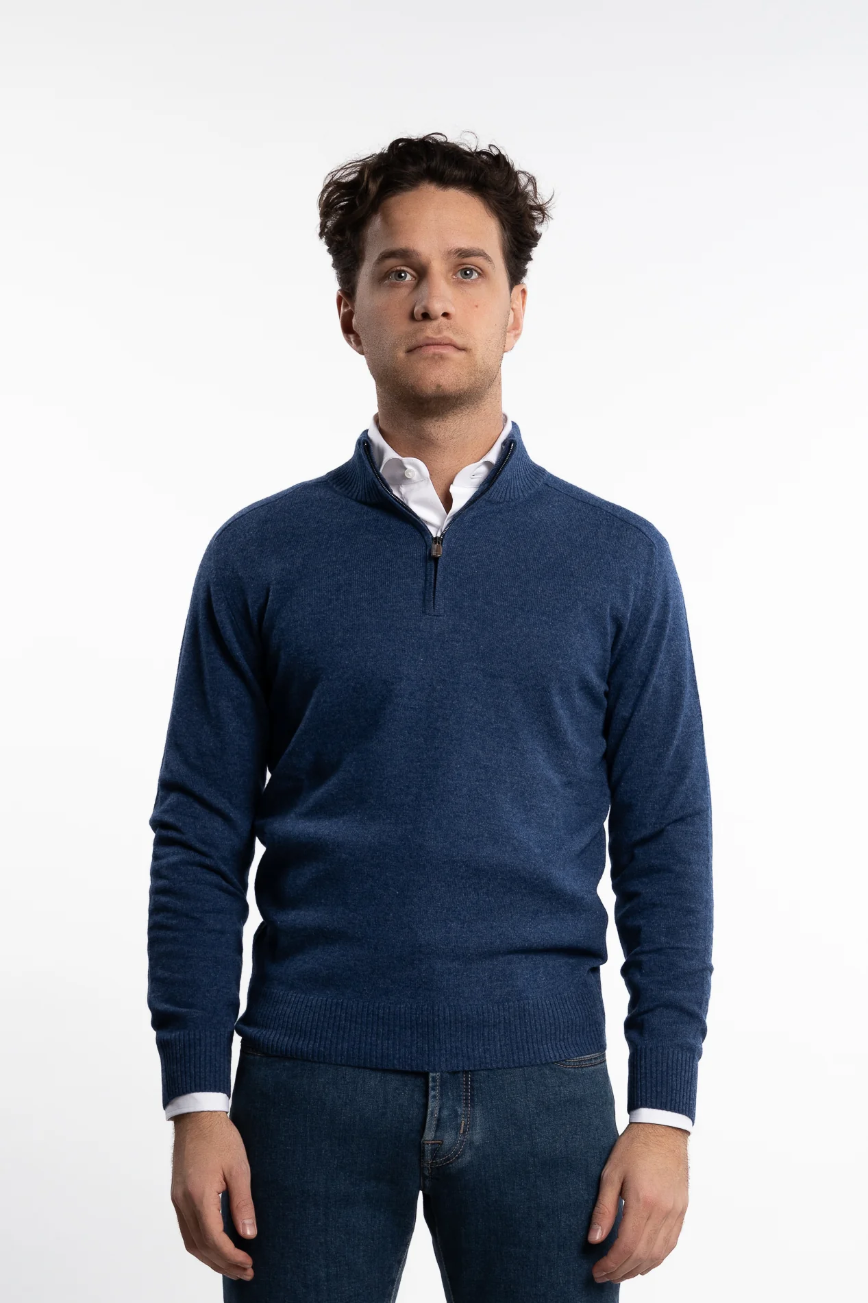 Cashmere Half-Zip Indaco