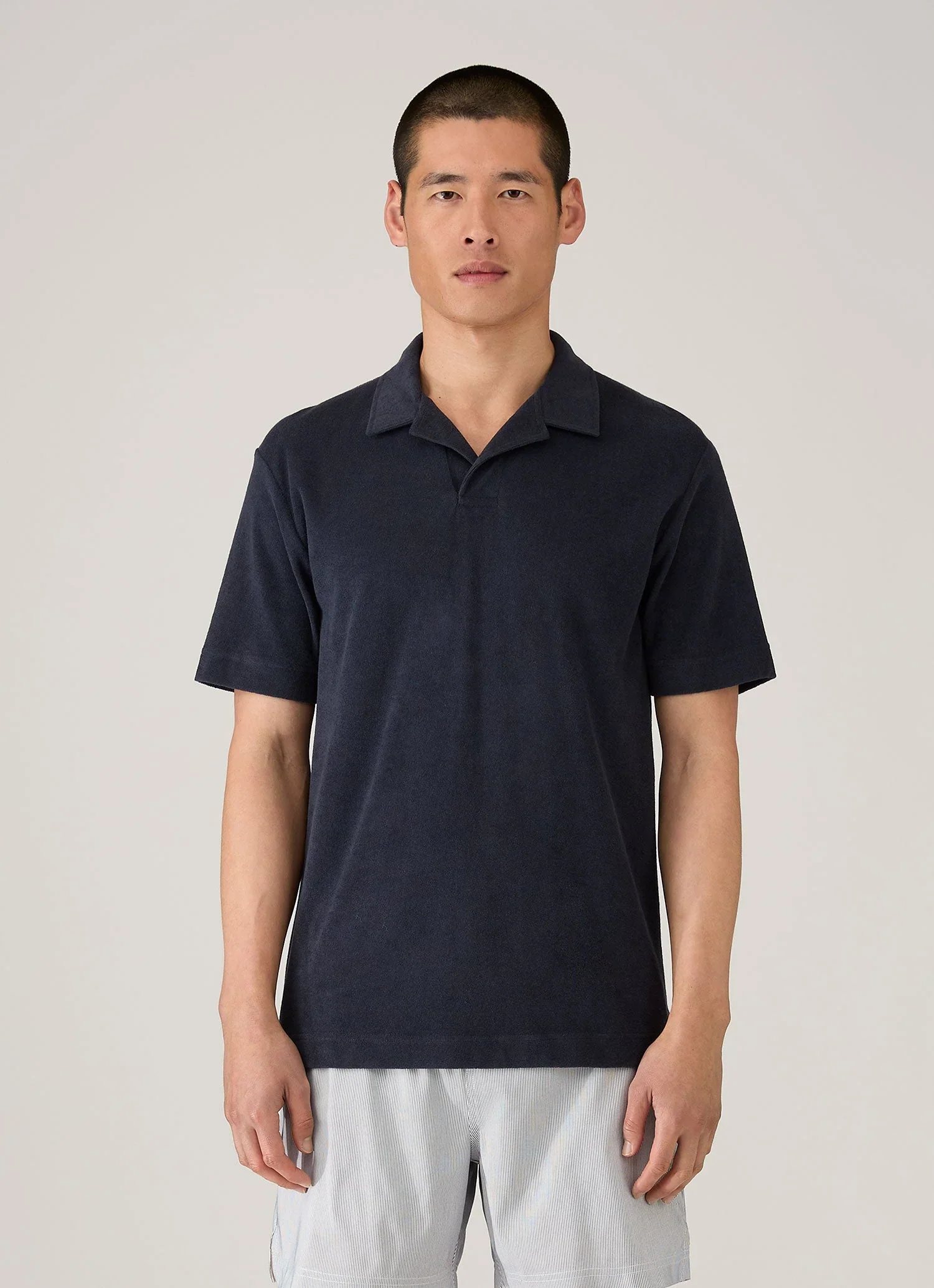 SS Towelling Polo Shirt Navy - Image 2