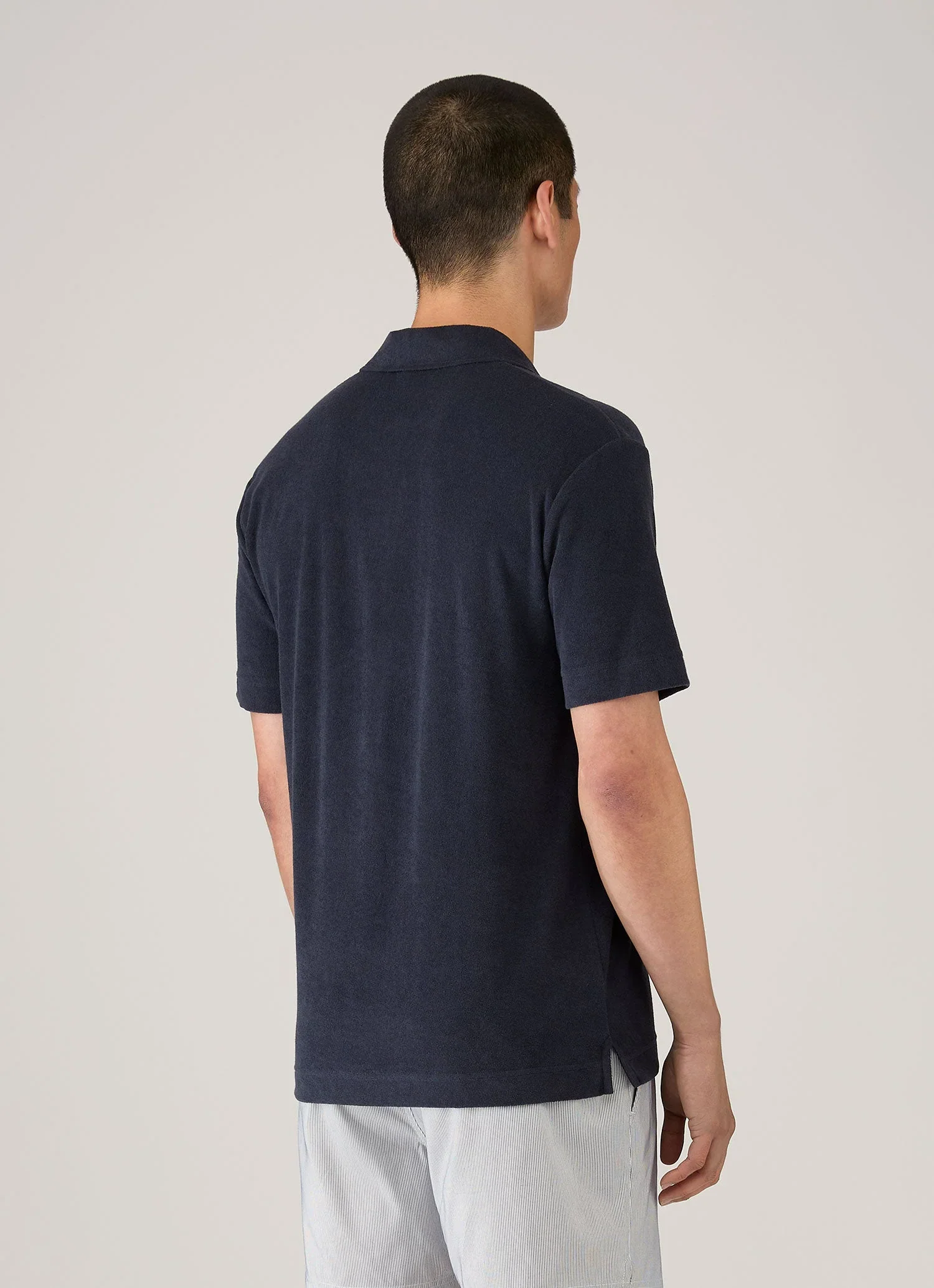 SS Towelling Polo Shirt Navy - Image 5