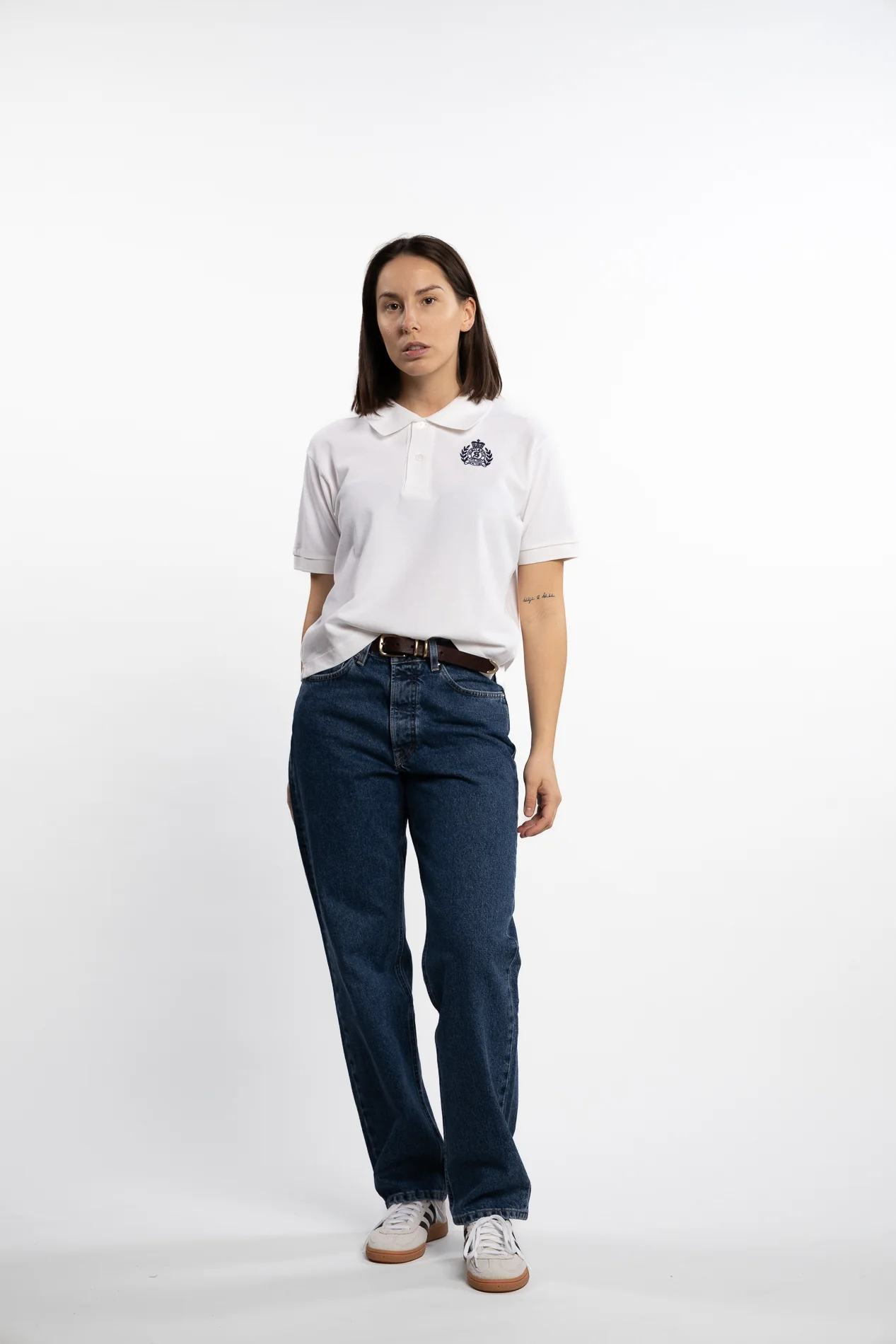 H&W Crest Pique Polo- White
