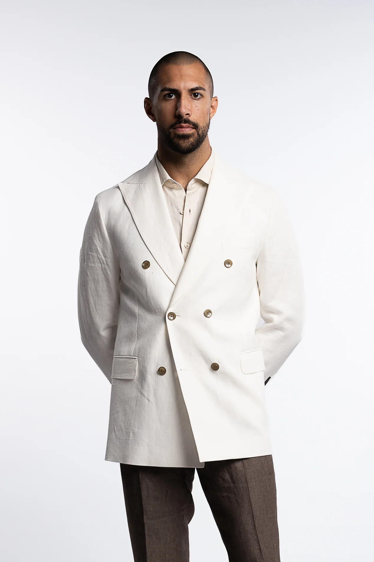 Farris Regular Fit Double Breasted Linen Blazer