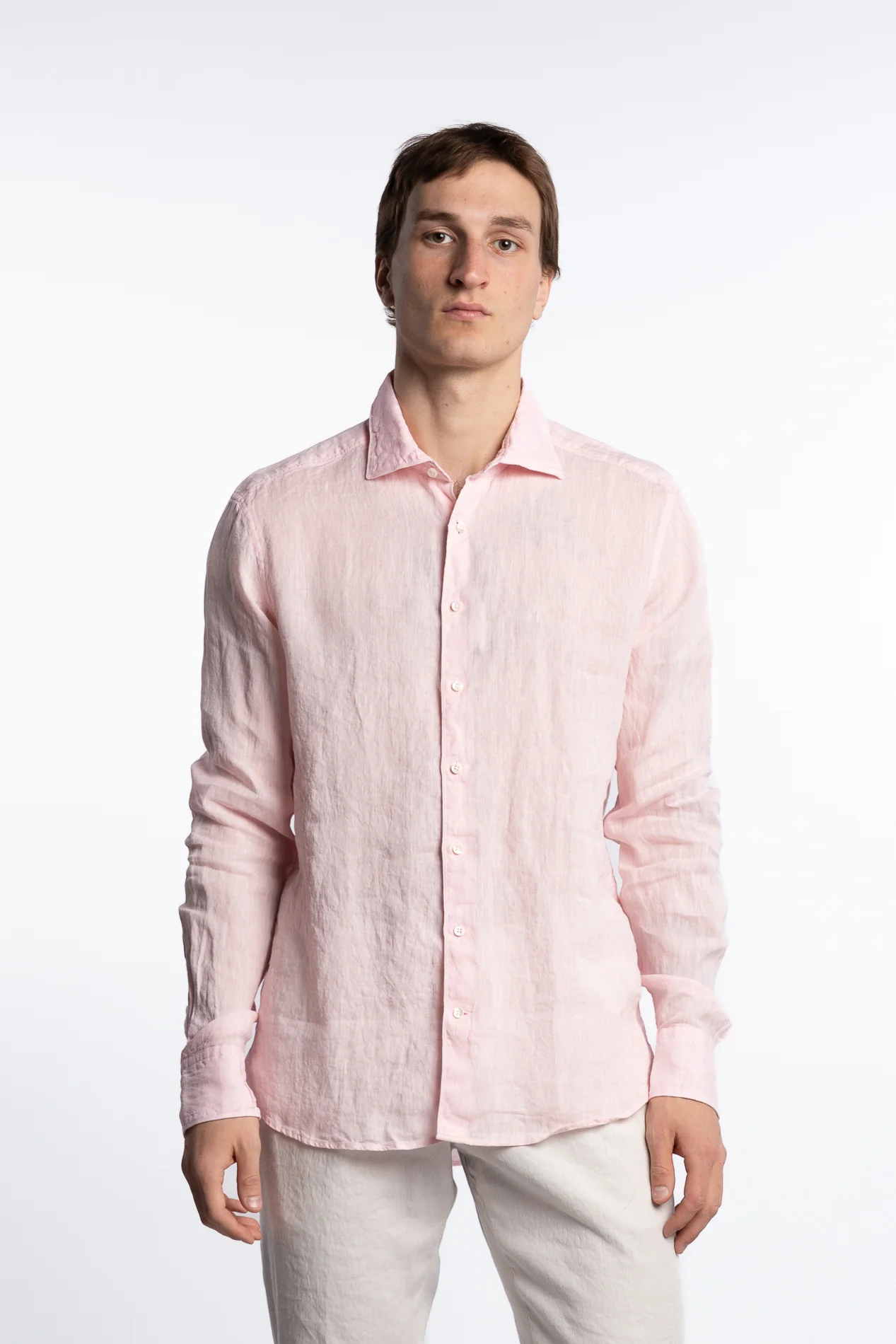 Slimline Linen Shirt Light Pink