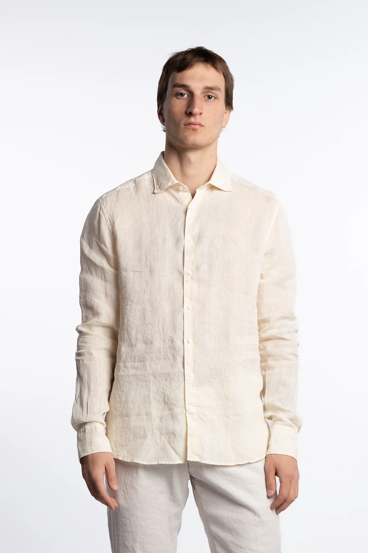 Slimline Linen Shirt Light Yellow