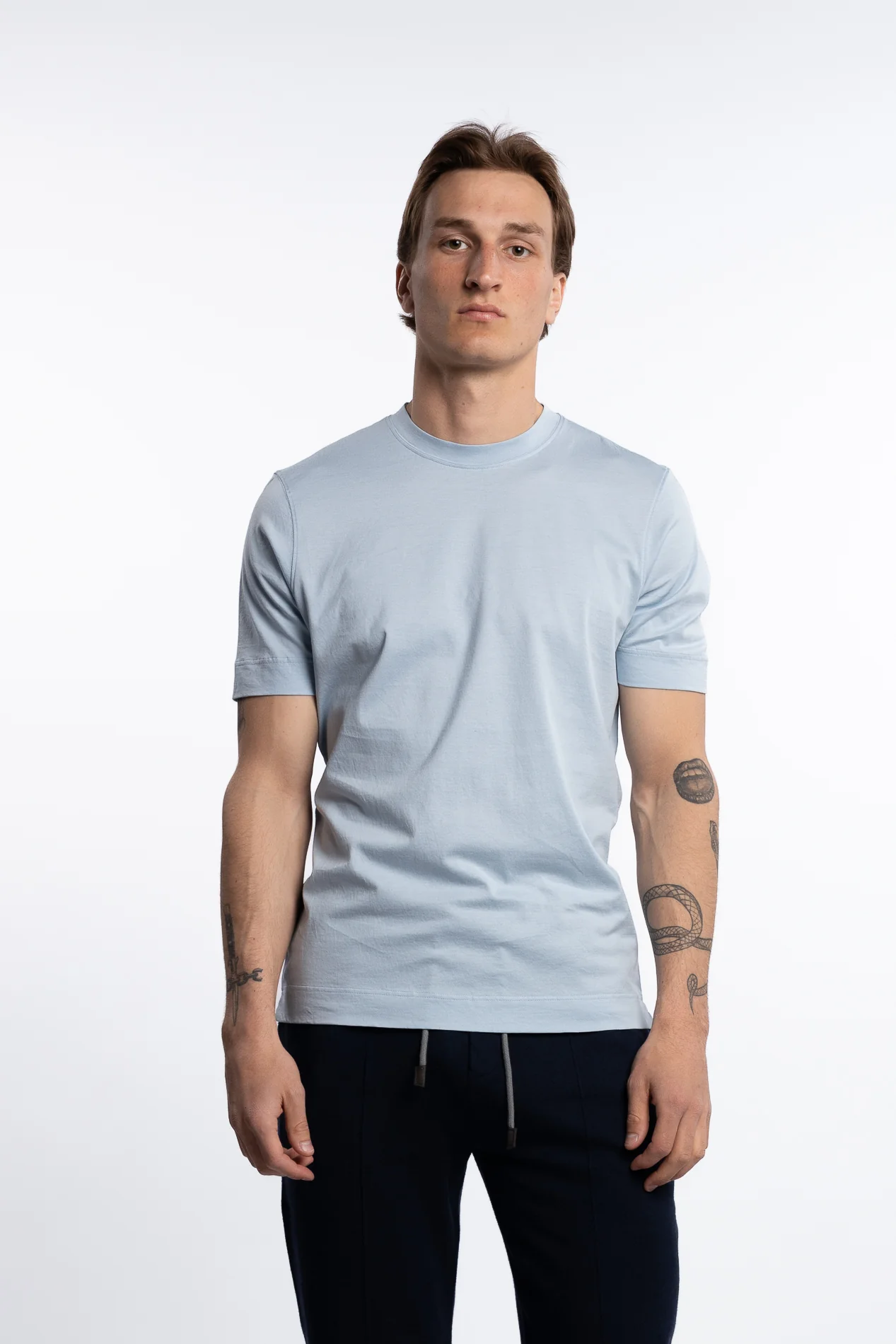 Filo Di Scozia Cotton T-Shirt Light Blue