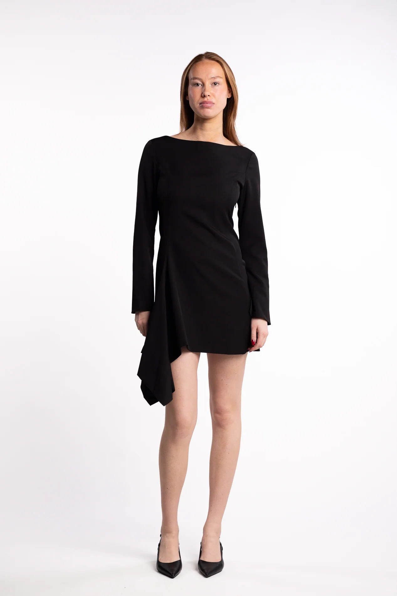Beau Pleat Short Dress - Black