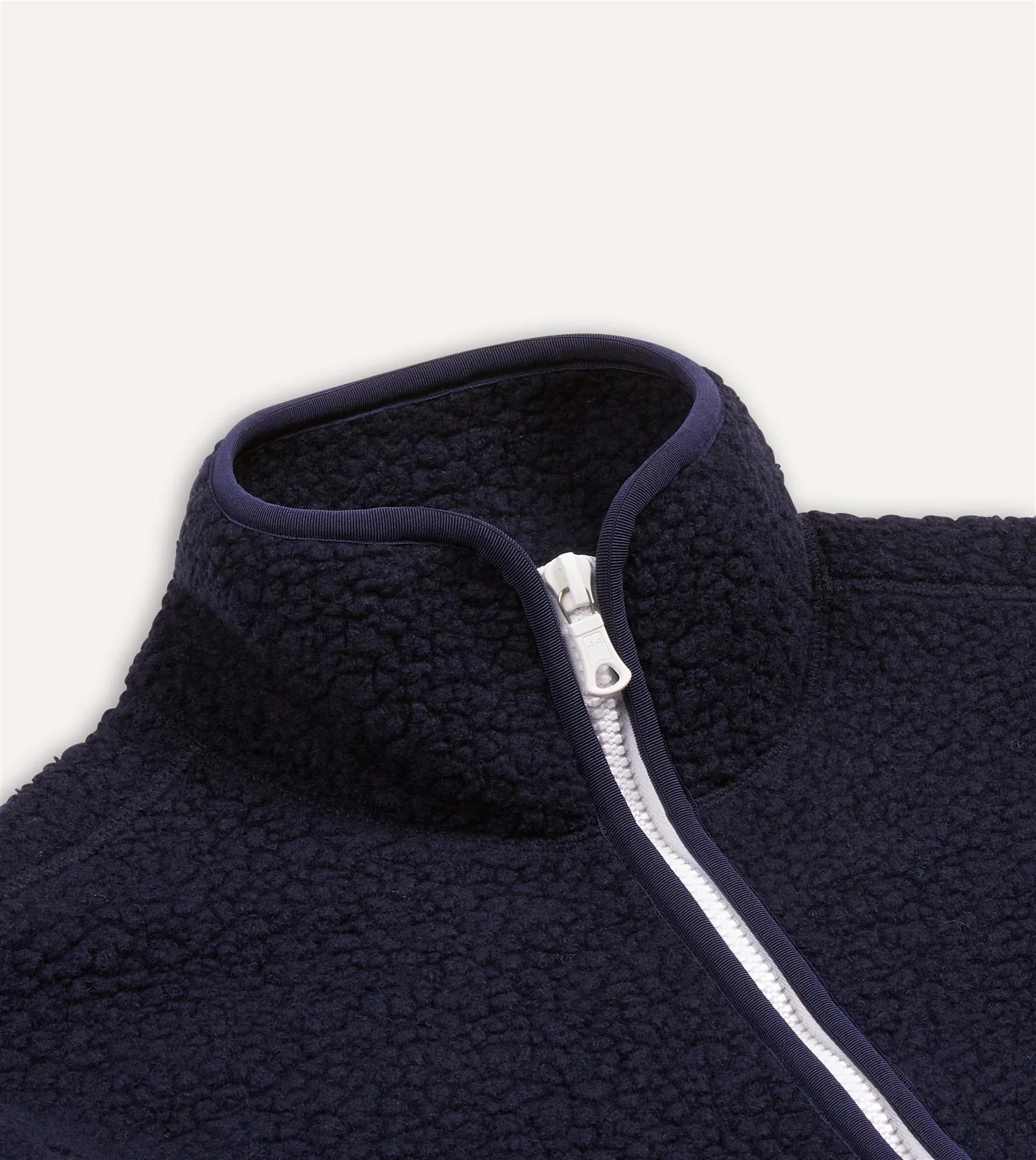 Boucle Wool Zip Fleece Jacket Navy - Image 3
