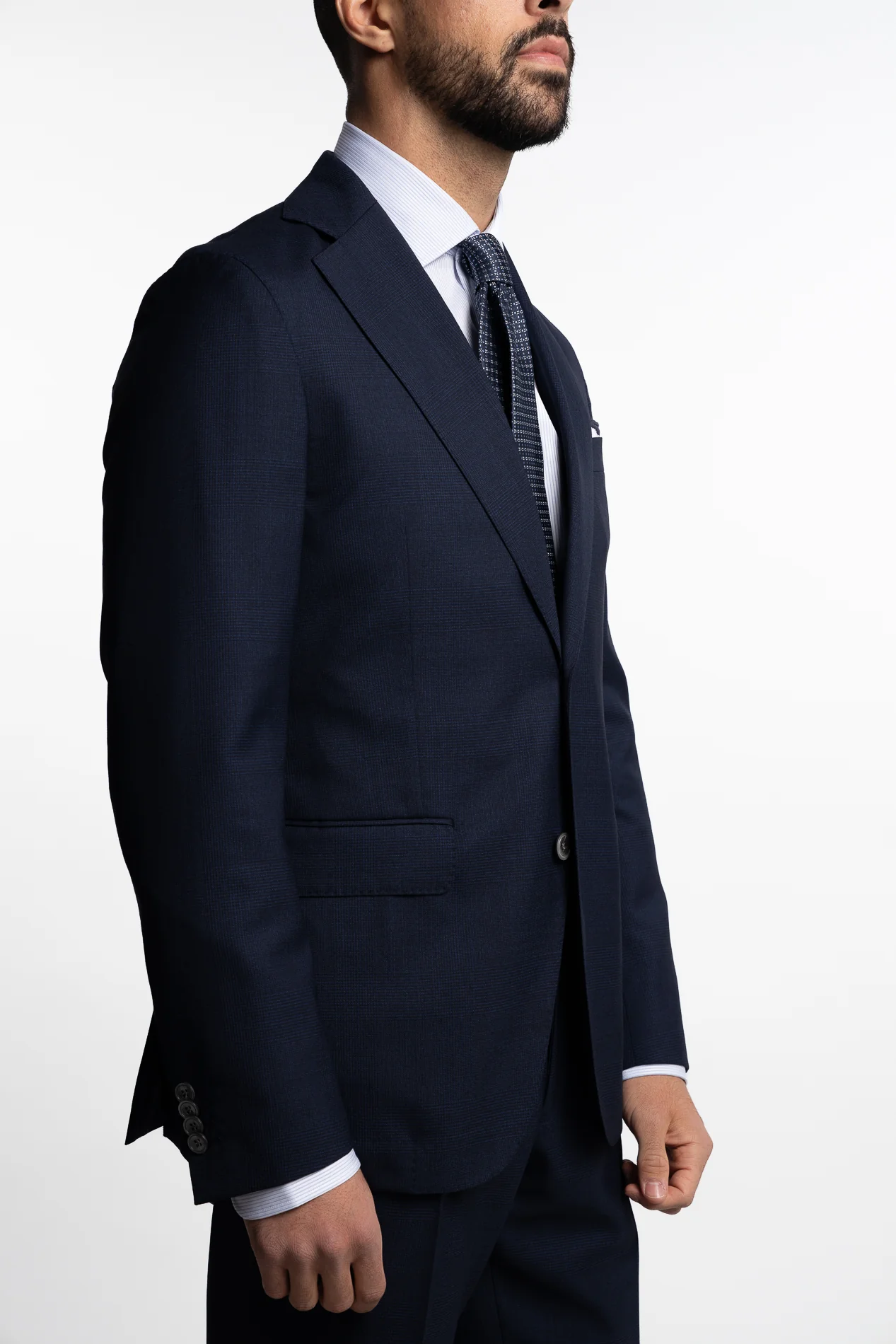 Sienna Slim Fit Wool Blazer Navy Check - Image 4