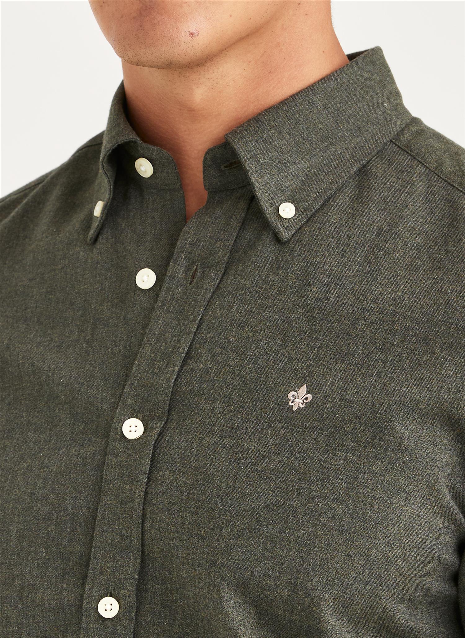Watts Flannel Shirt Slim Fit Olive - Image 3