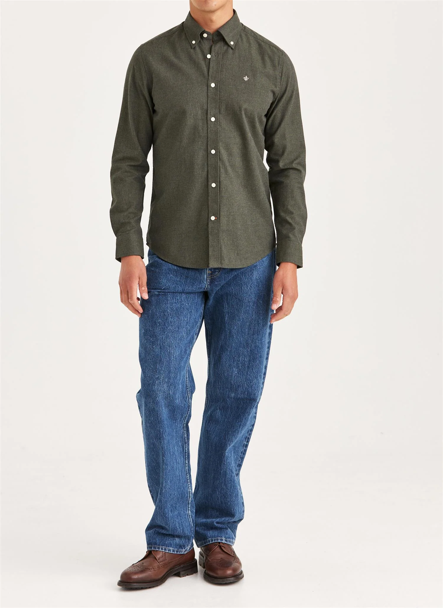 Watts Flannel Shirt Slim Fit Olive - Image 4