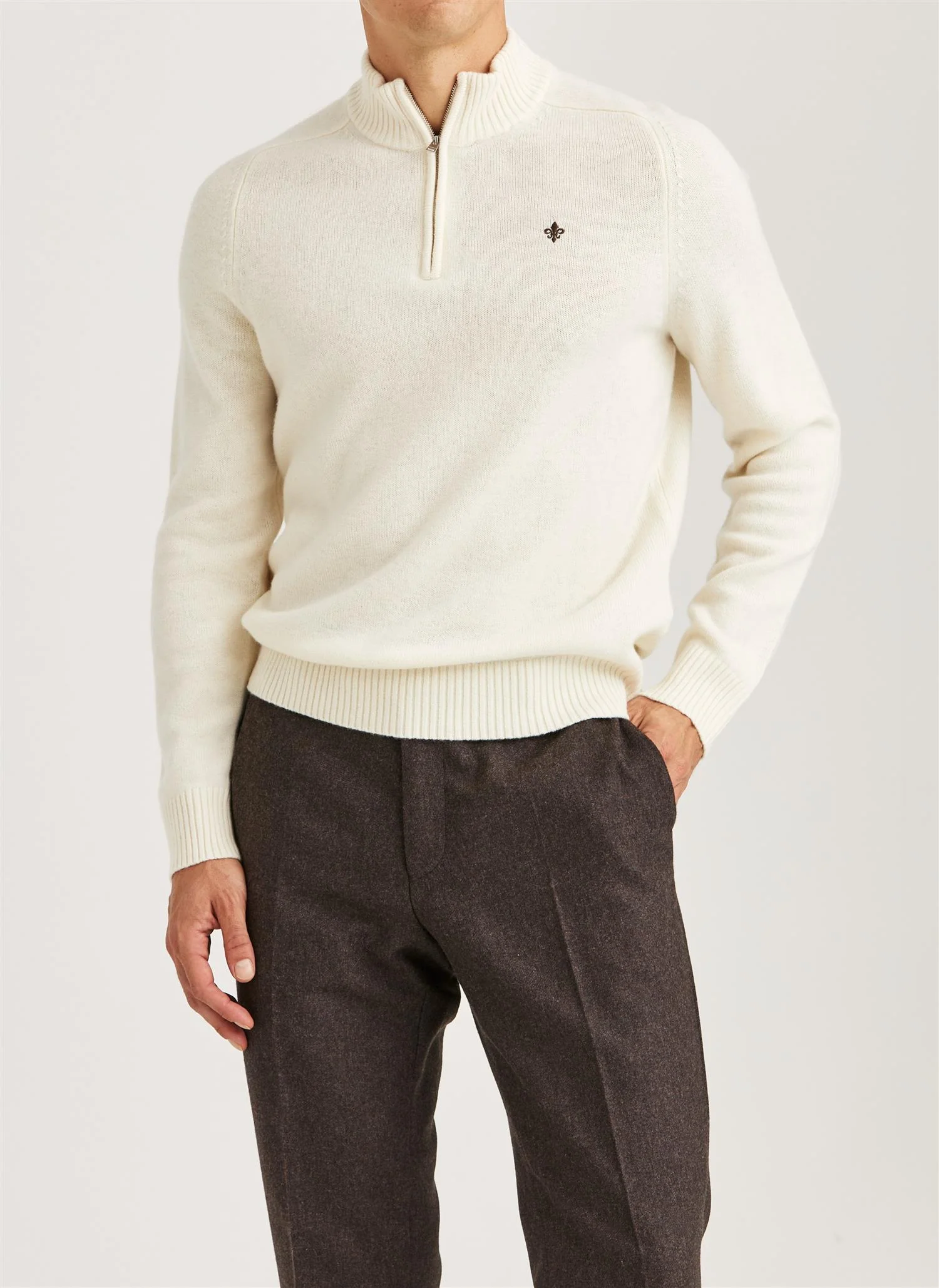 New Hertford Merino Half Zip Off-White