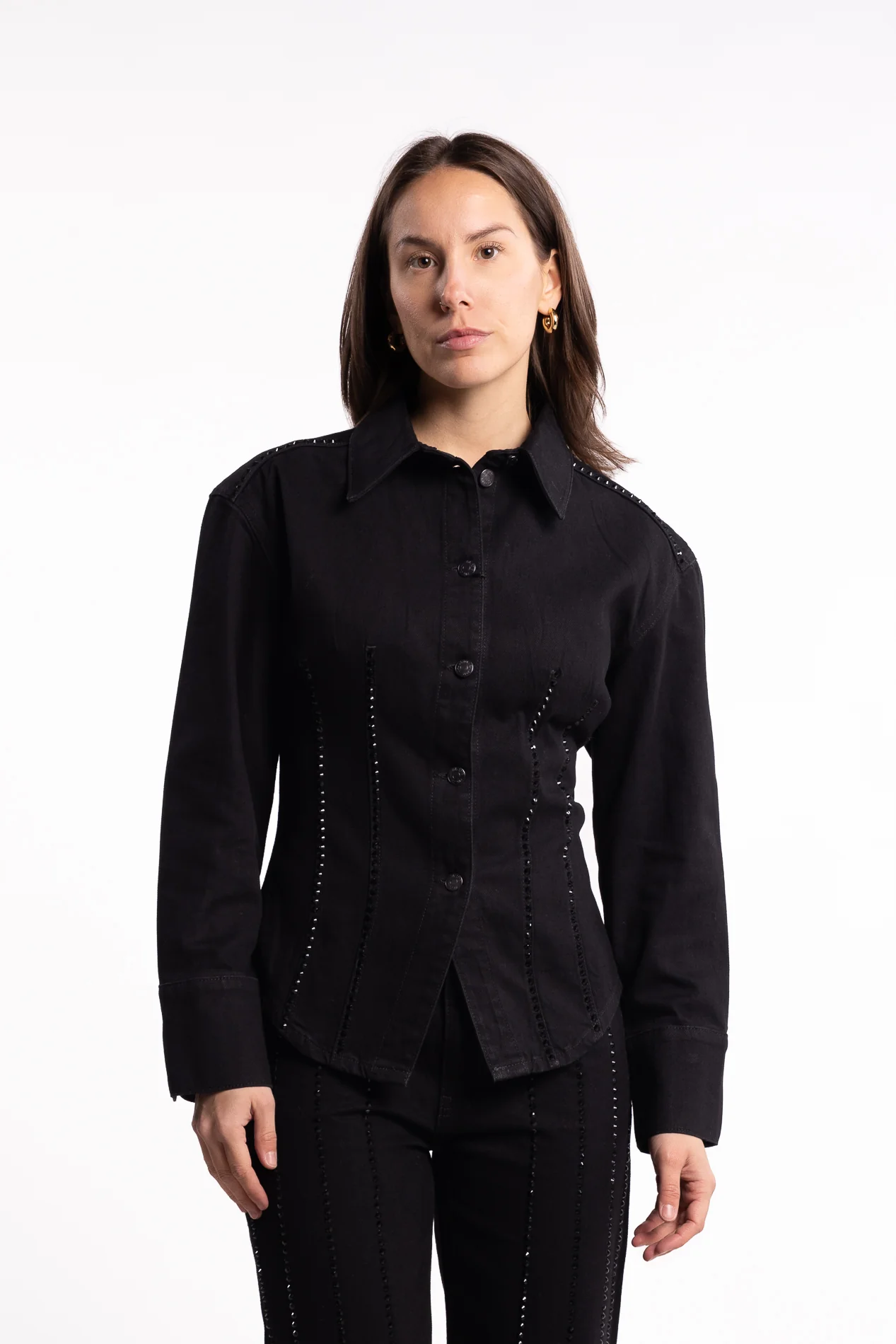 Eloise Embellished Shirt - Black