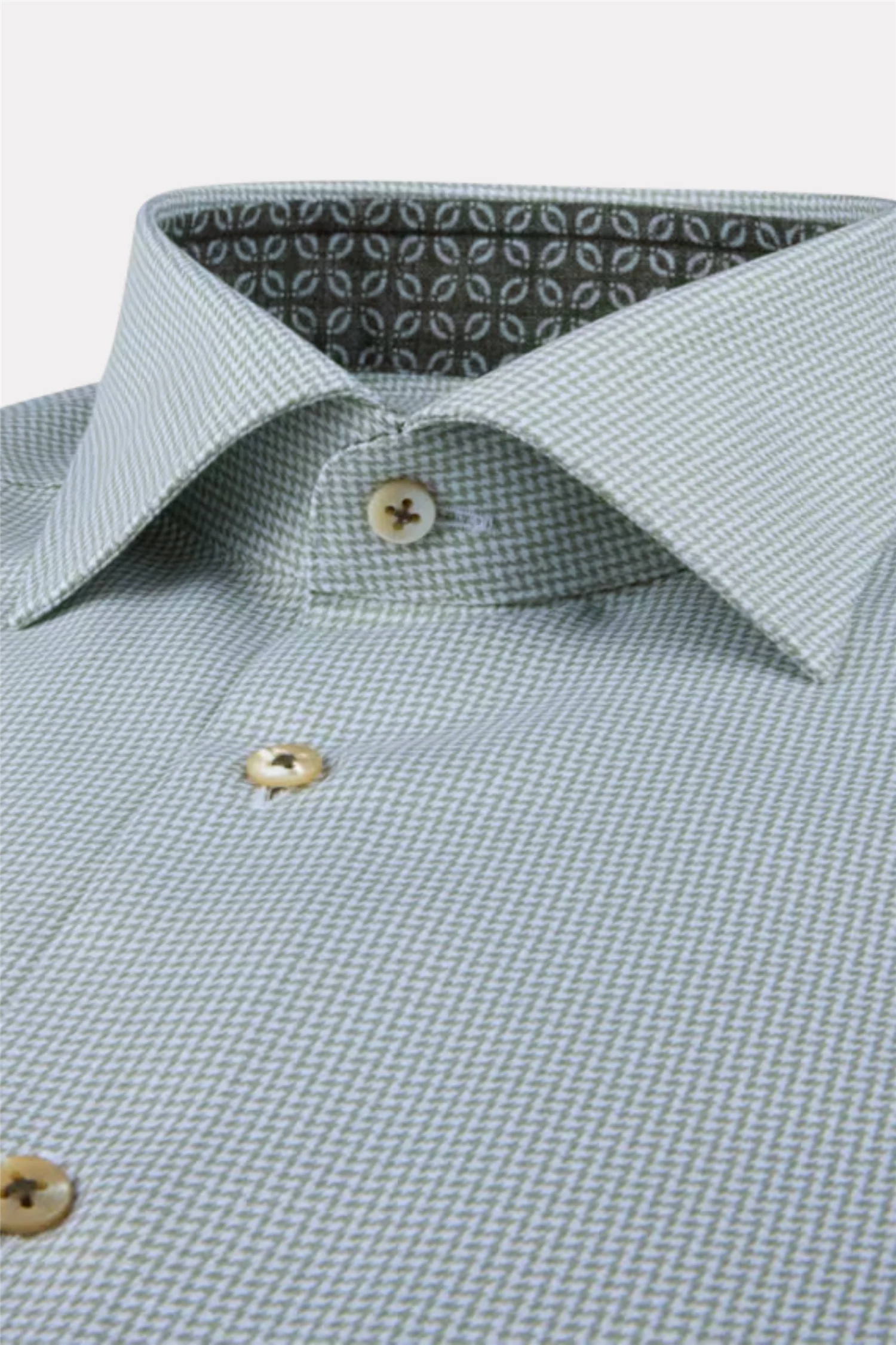 Slimline Light Green Twill Shirt Contrast - Image 2