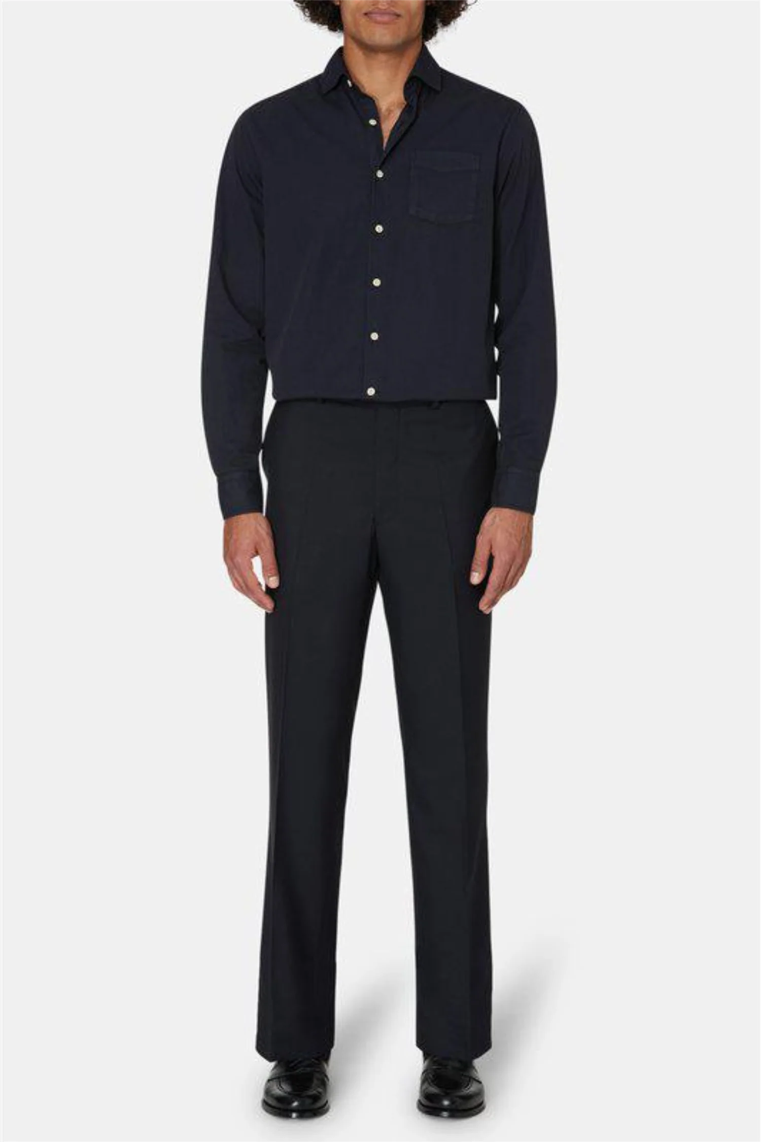 Del S Straight Fit Wool Trousers Navy - Image 3