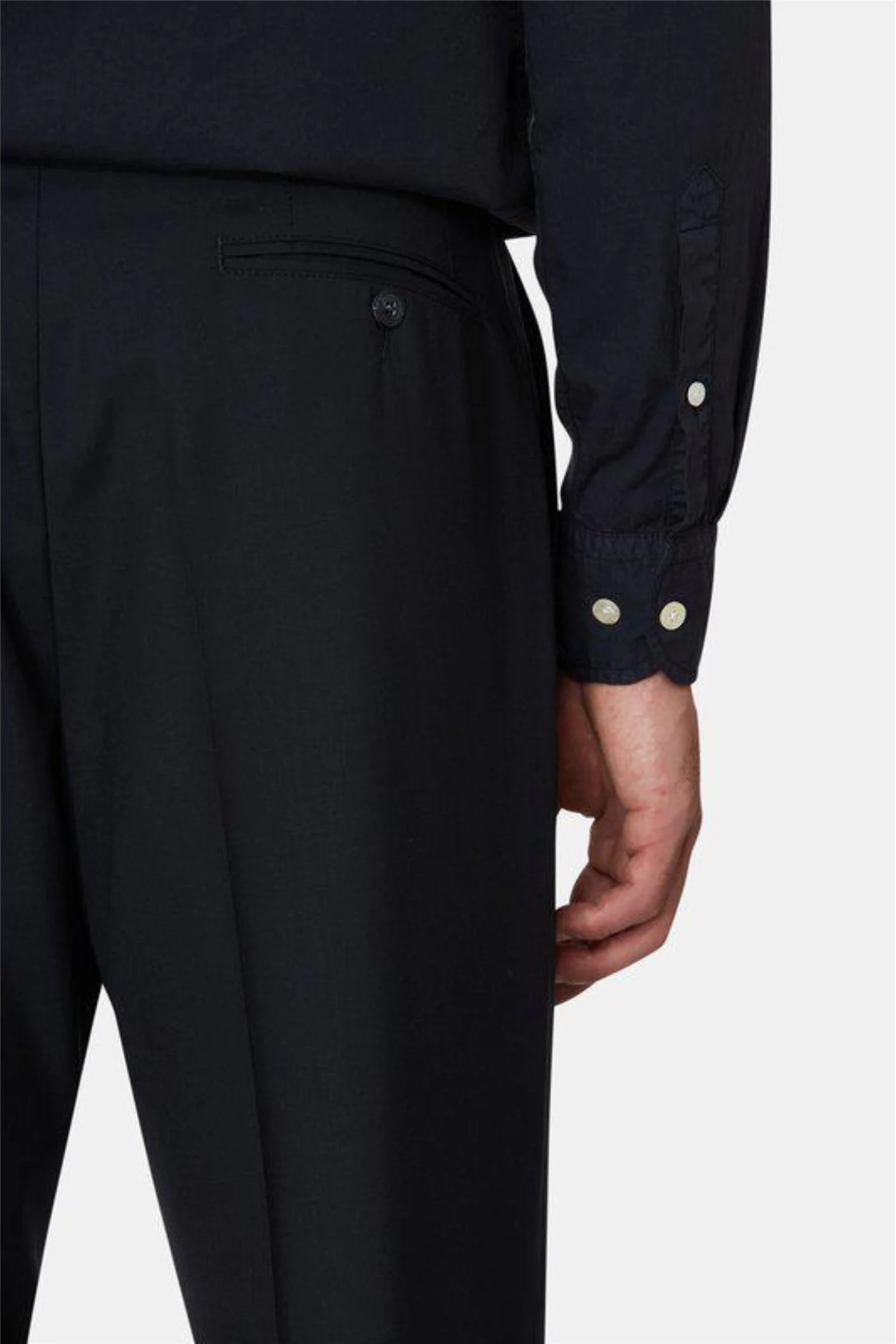 Del S Straight Fit Wool Trousers Navy - Image 7