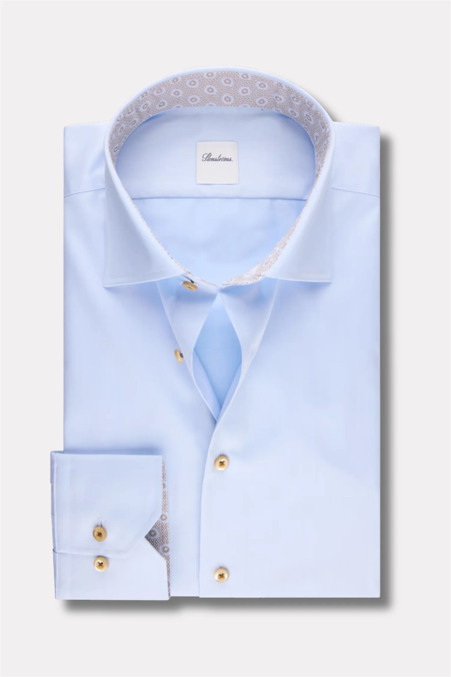 Slimline Light Blue Twill Shirt Contrast