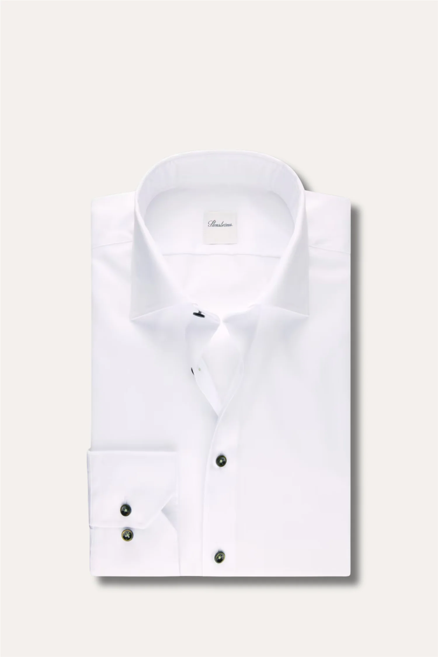 Slimline Twill Shirt Contrast Buttons White