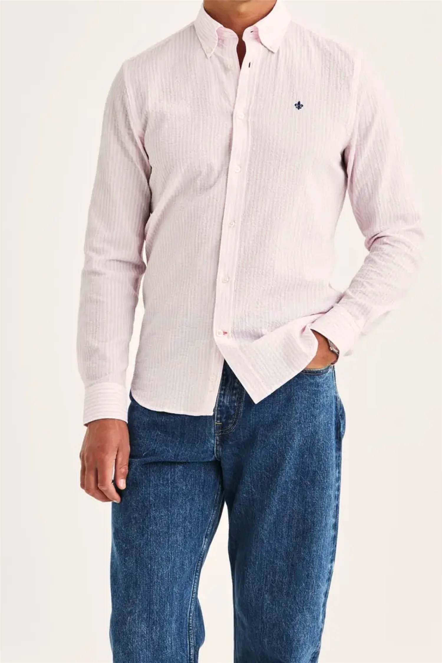 Seersucker Shirt Slim Fit Lt Pink