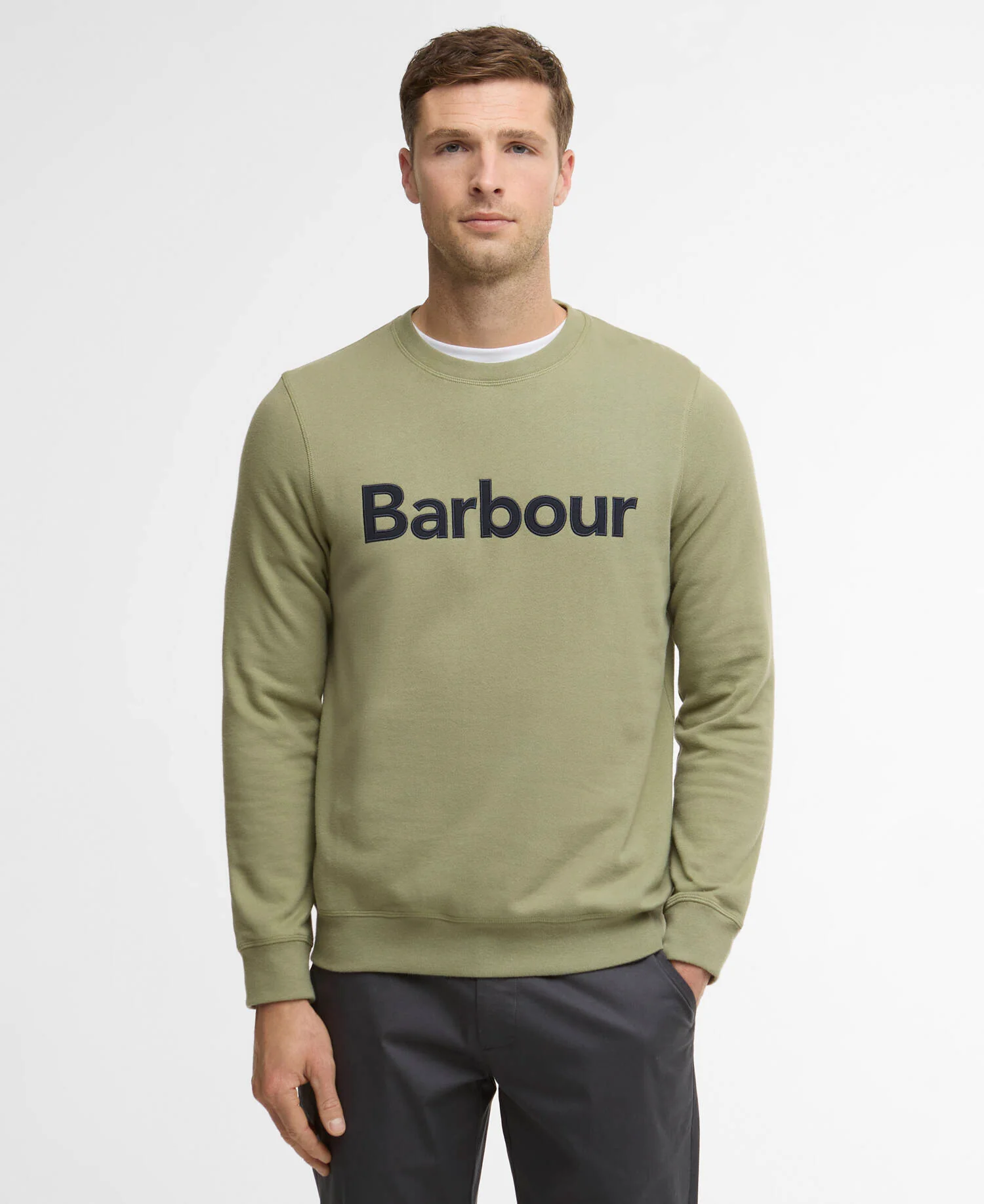 Pique Applique Crew Sweatshirt Laurel Green