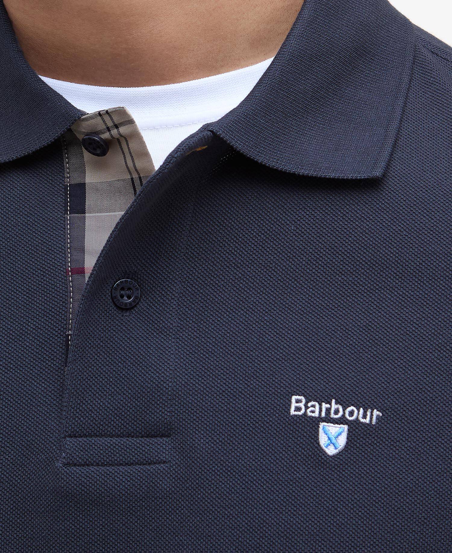 Tartan Pique Polo Shirt Navy - Image 5