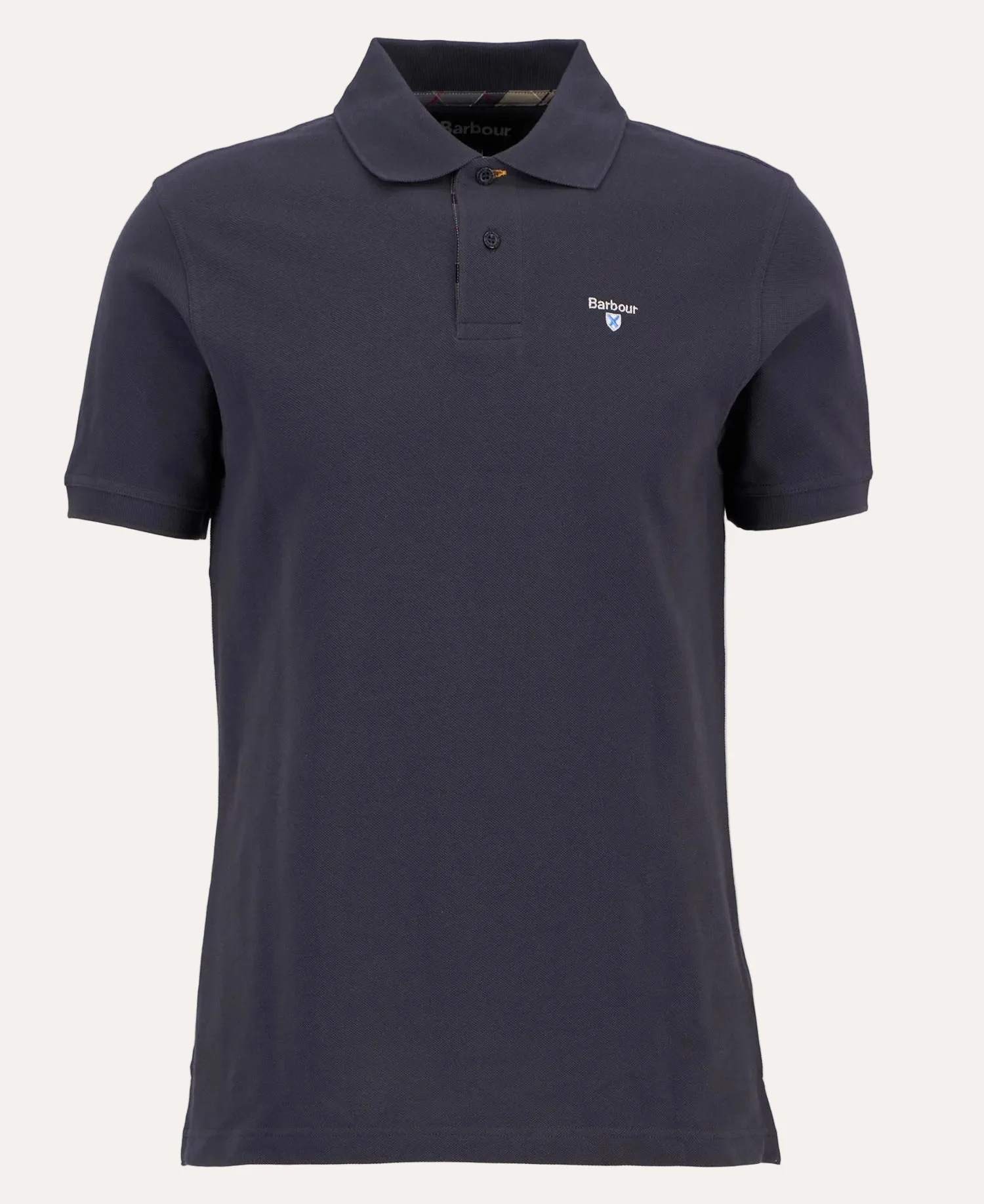 Tartan Pique Polo Shirt Navy - Image 6