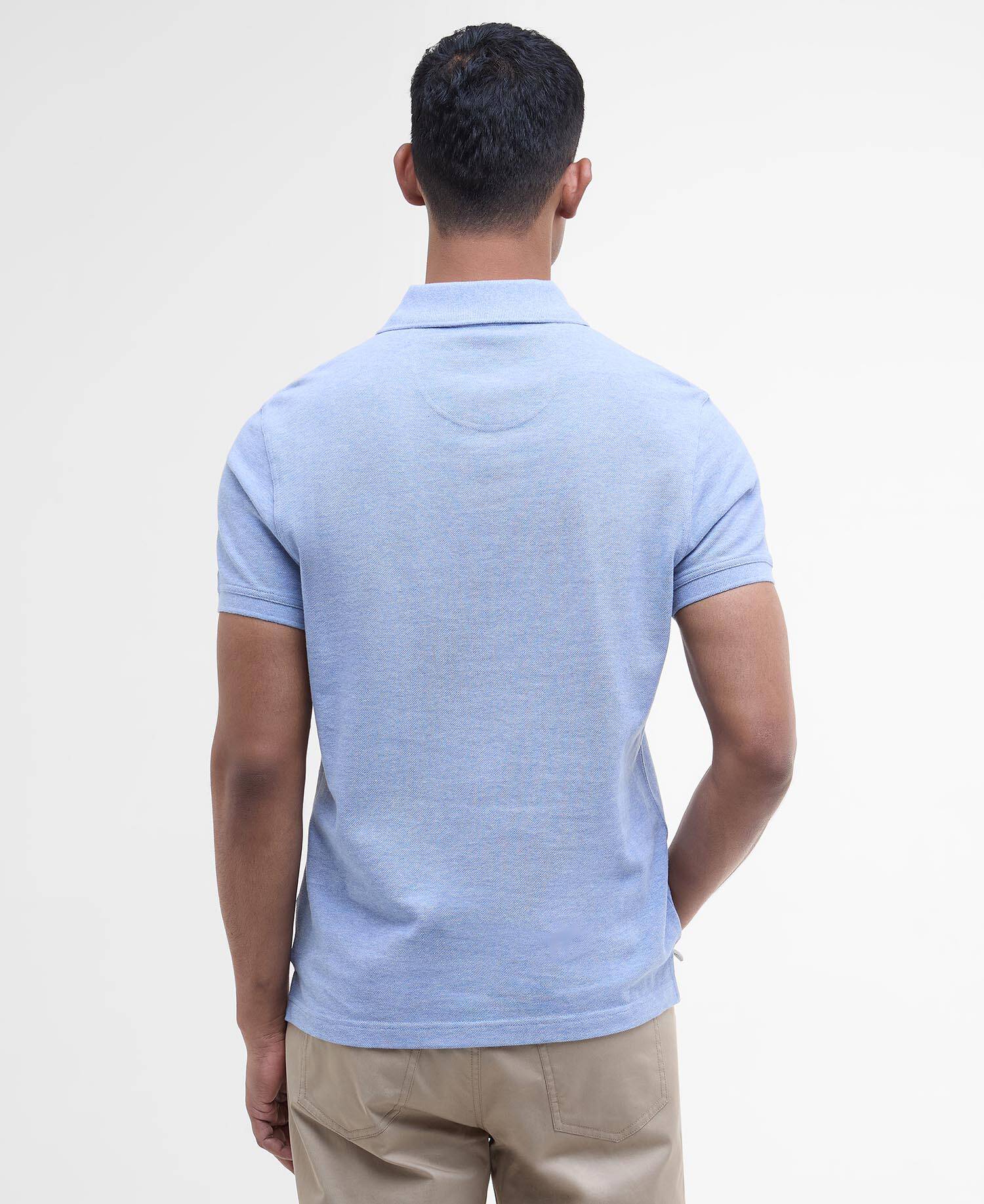 Tartan Pique Polo Shirt Sky Marl/Dress - Image 3