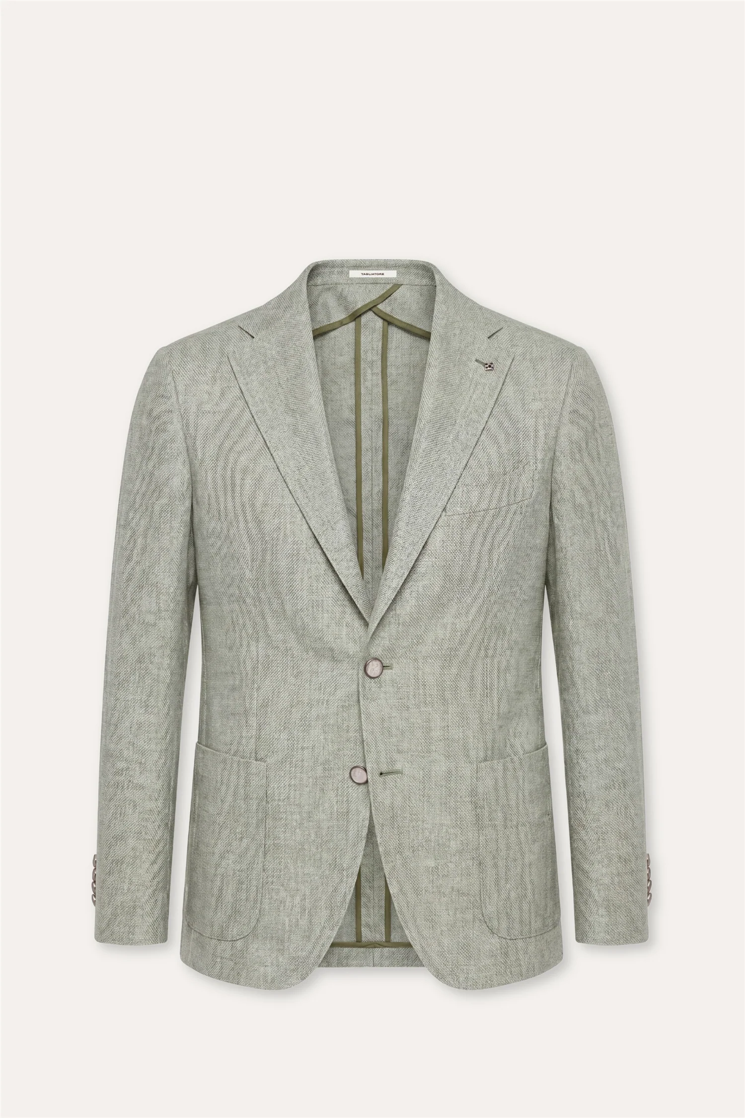 Linen/Wool Slim Fit Blazer Light Green