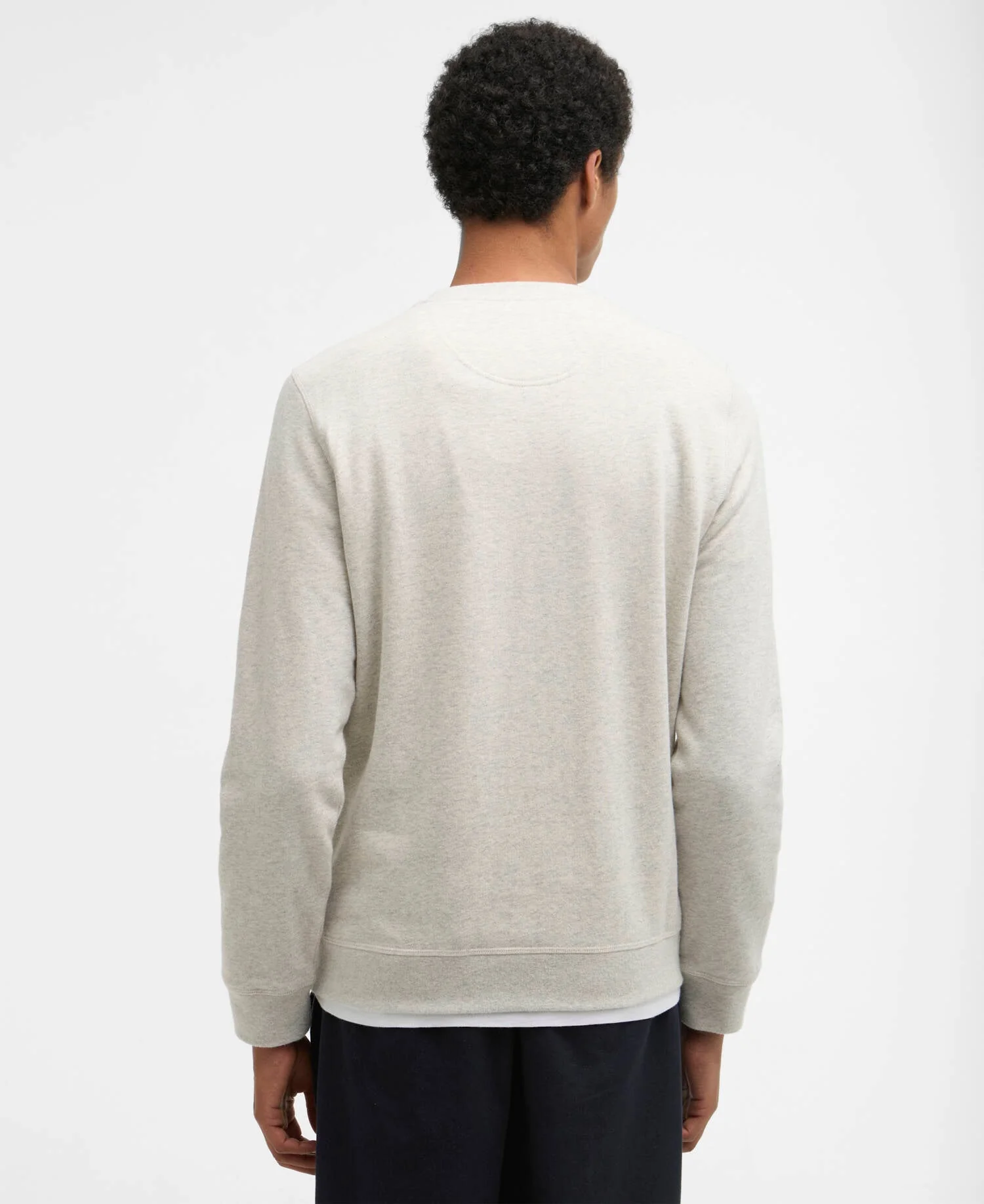 Pique Applique Crew Sweatshirt Ecru Marl - Image 3
