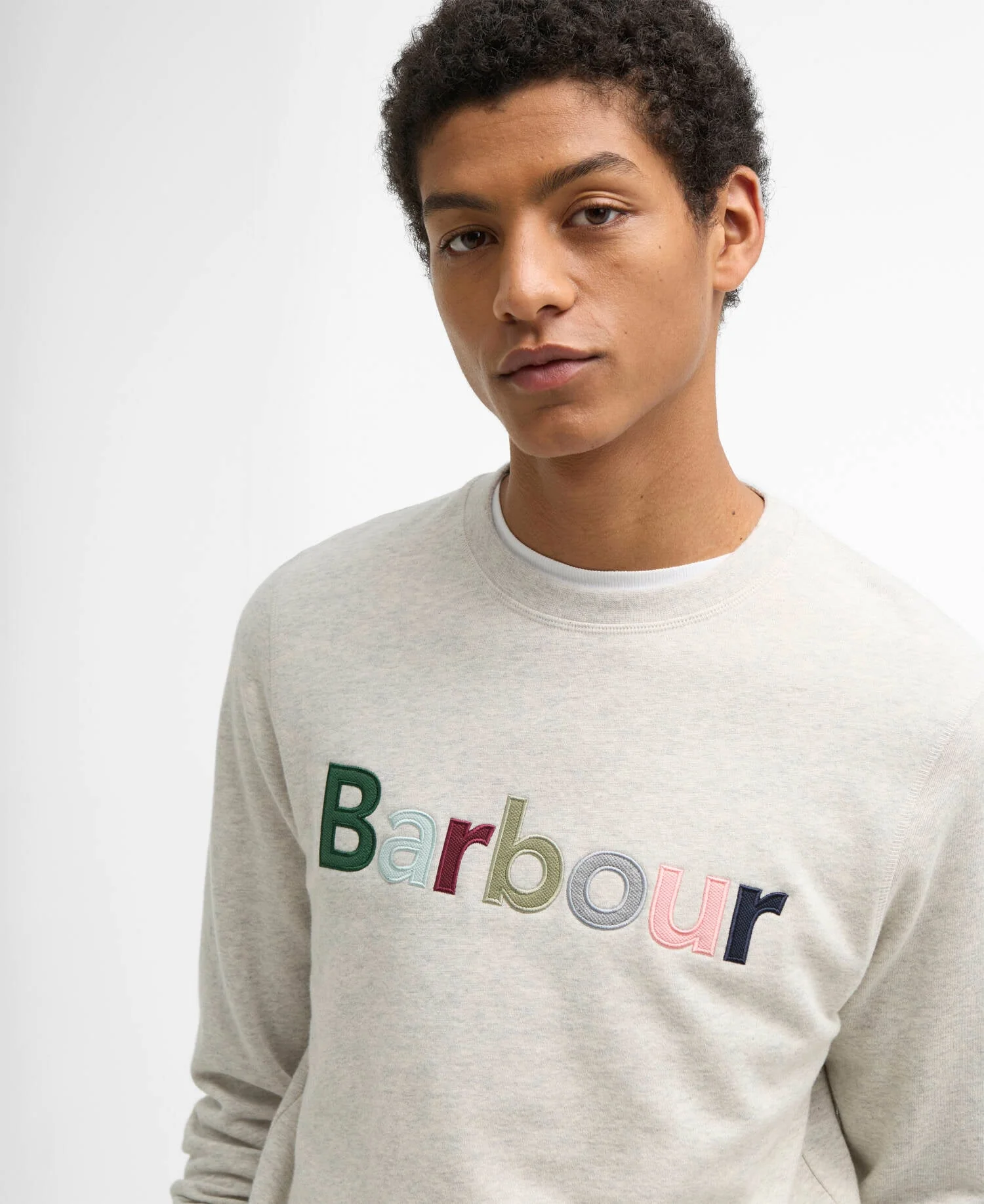 Pique Applique Crew Sweatshirt Ecru Marl - Image 4