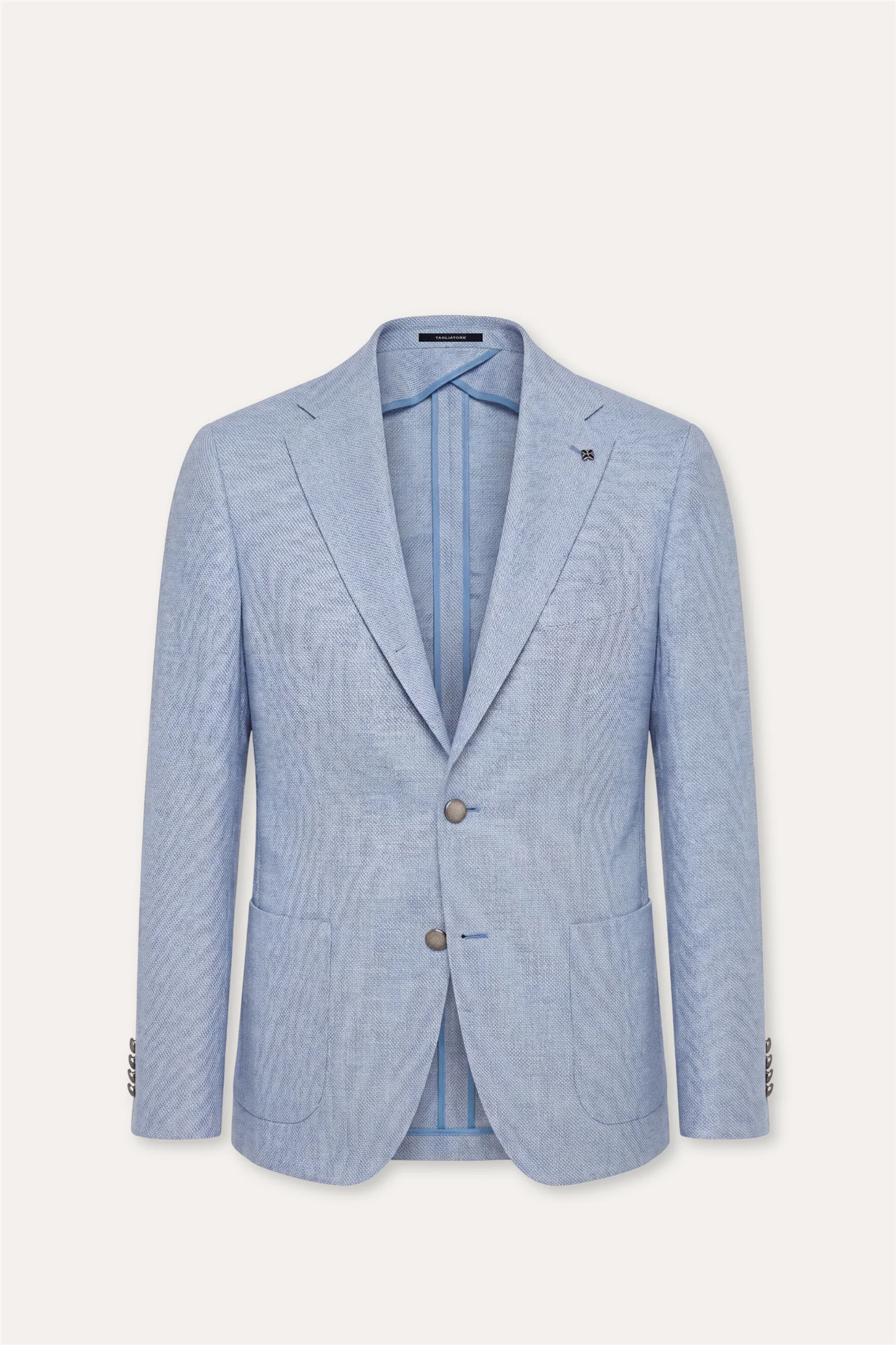 Linen/Wool Slim Fit Blazer Light Blue
