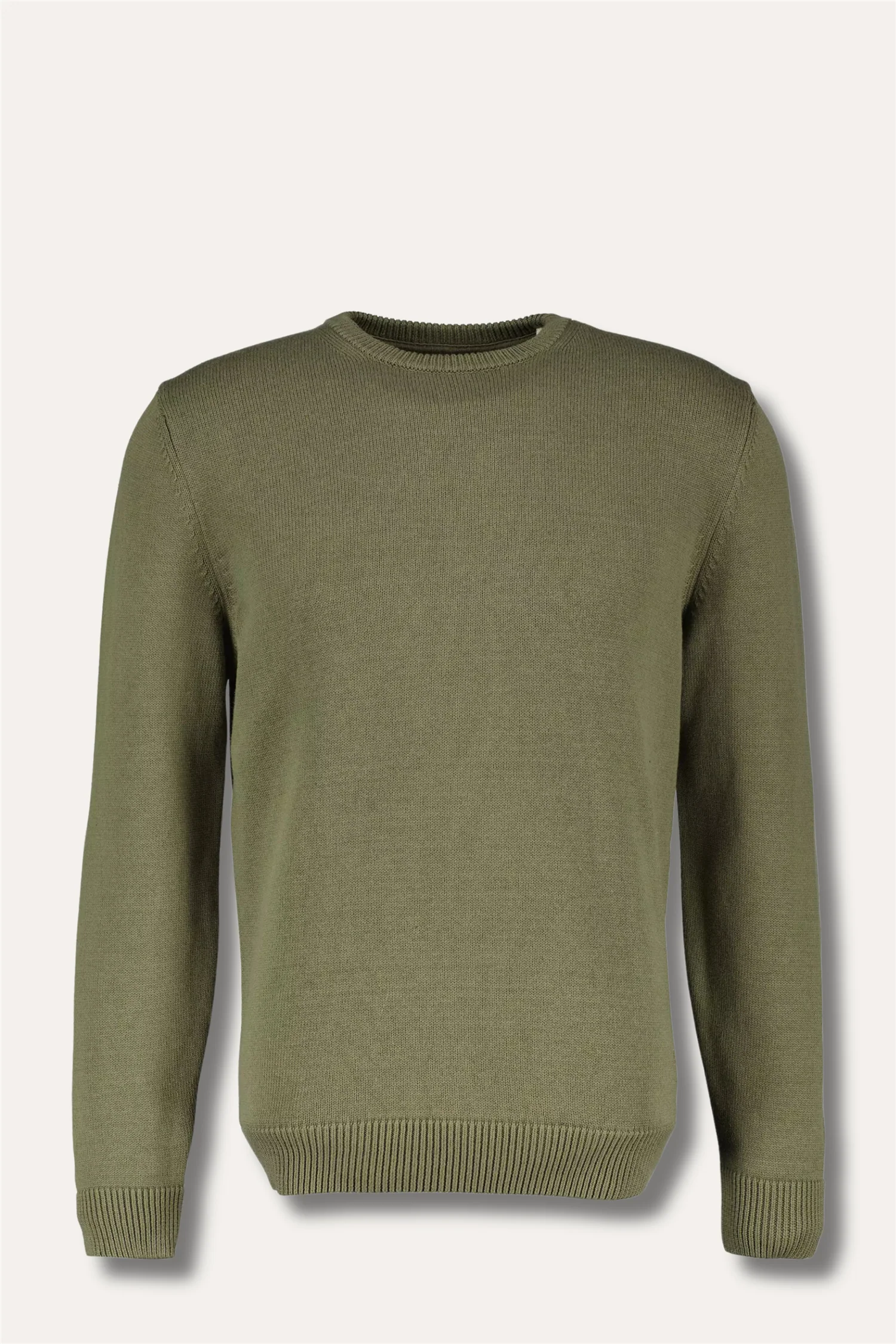 Sweater Knitted Crew Neck Organic Cotton Green